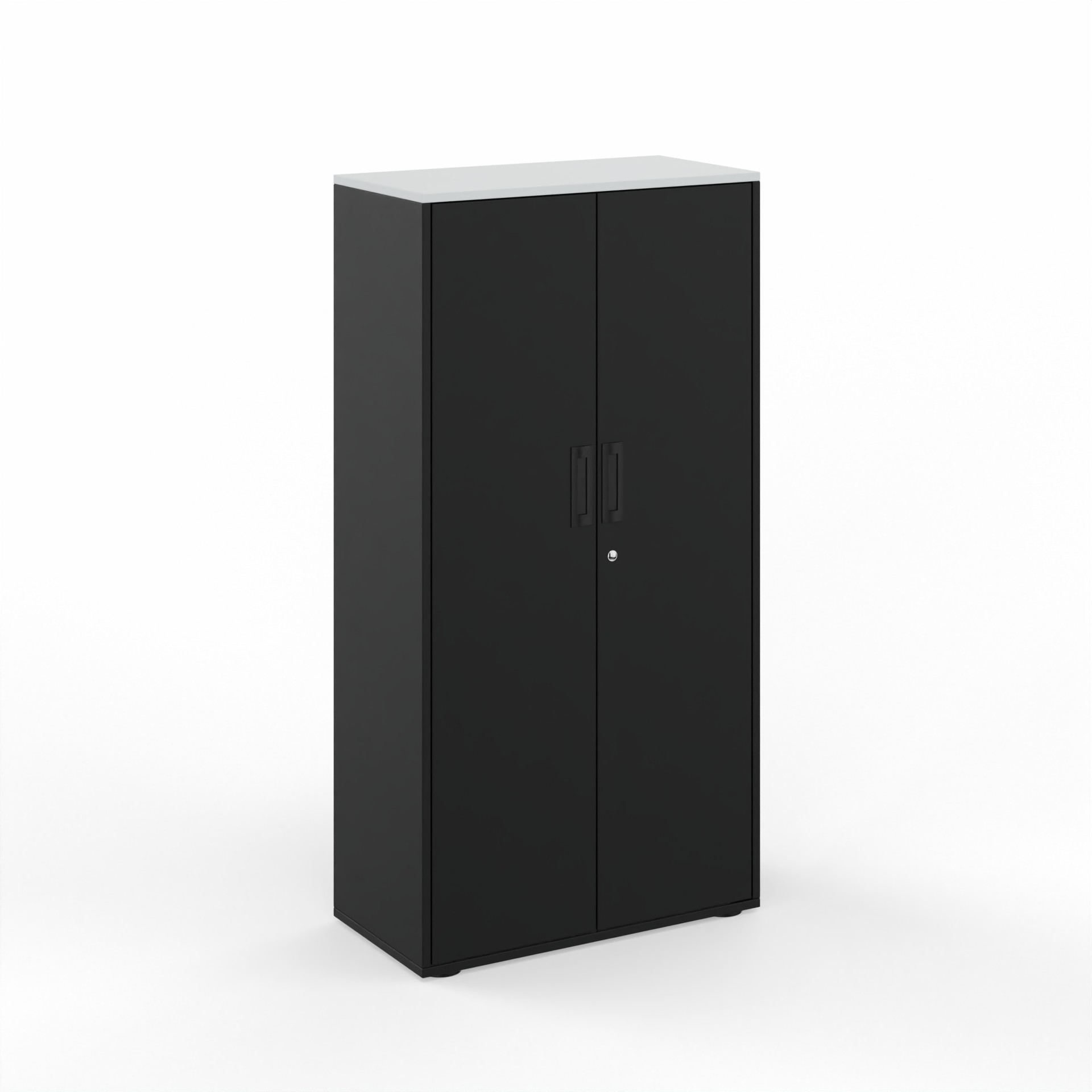 Image of Flügeltürschrank Tradingzone GO Swiss 80.0 x 156.5 x 40.0 cm, Schwarz/Weissgrau, 4 Ordner hoch, Neu - Modern und Platzsparend