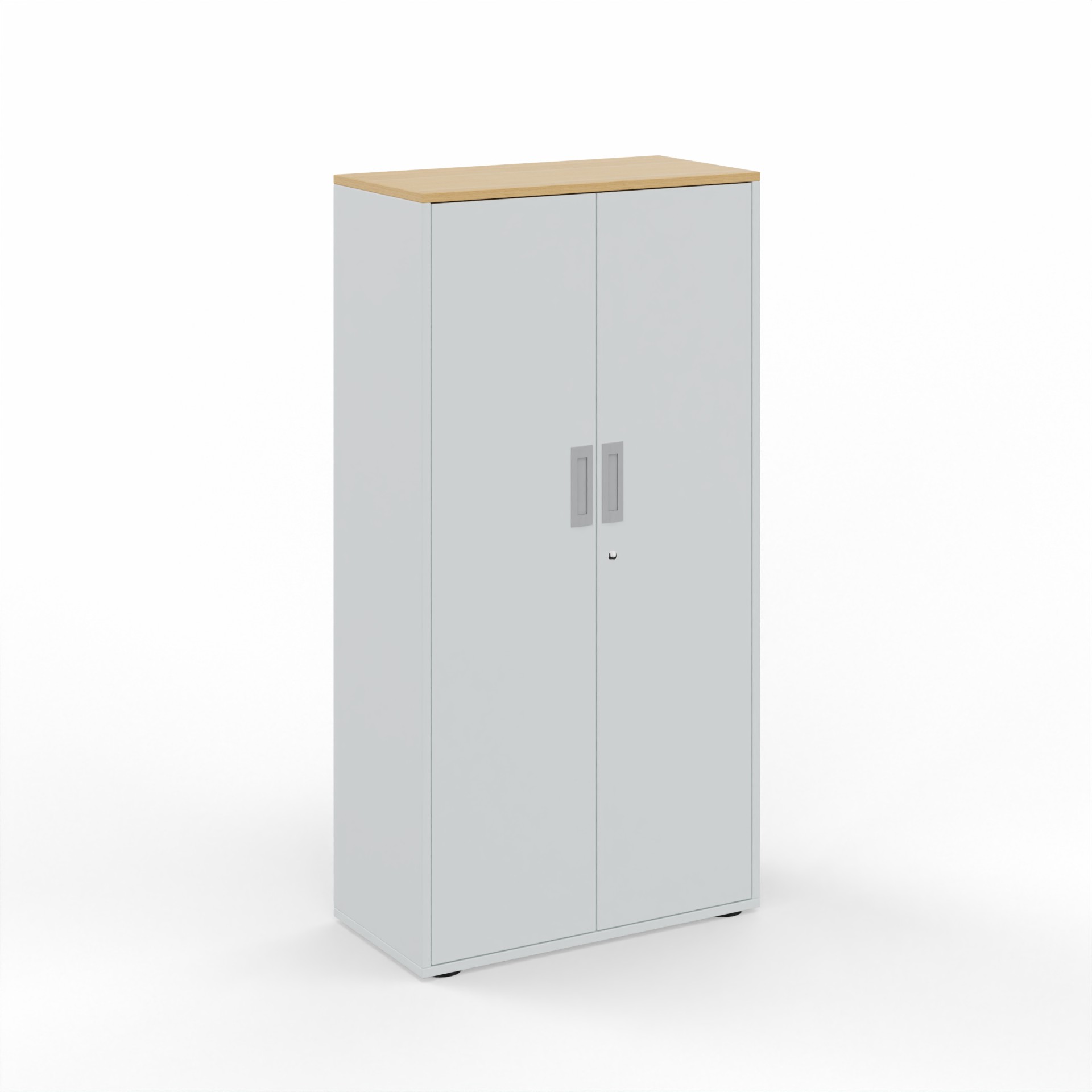 Image of Flügeltürschrank Tradingzone GO Swiss 80.0 x 156.5 x 40.0 cm, Weissgrau/Eiche, 4 Ordner hoch, Neu - Modern und Platzsparend