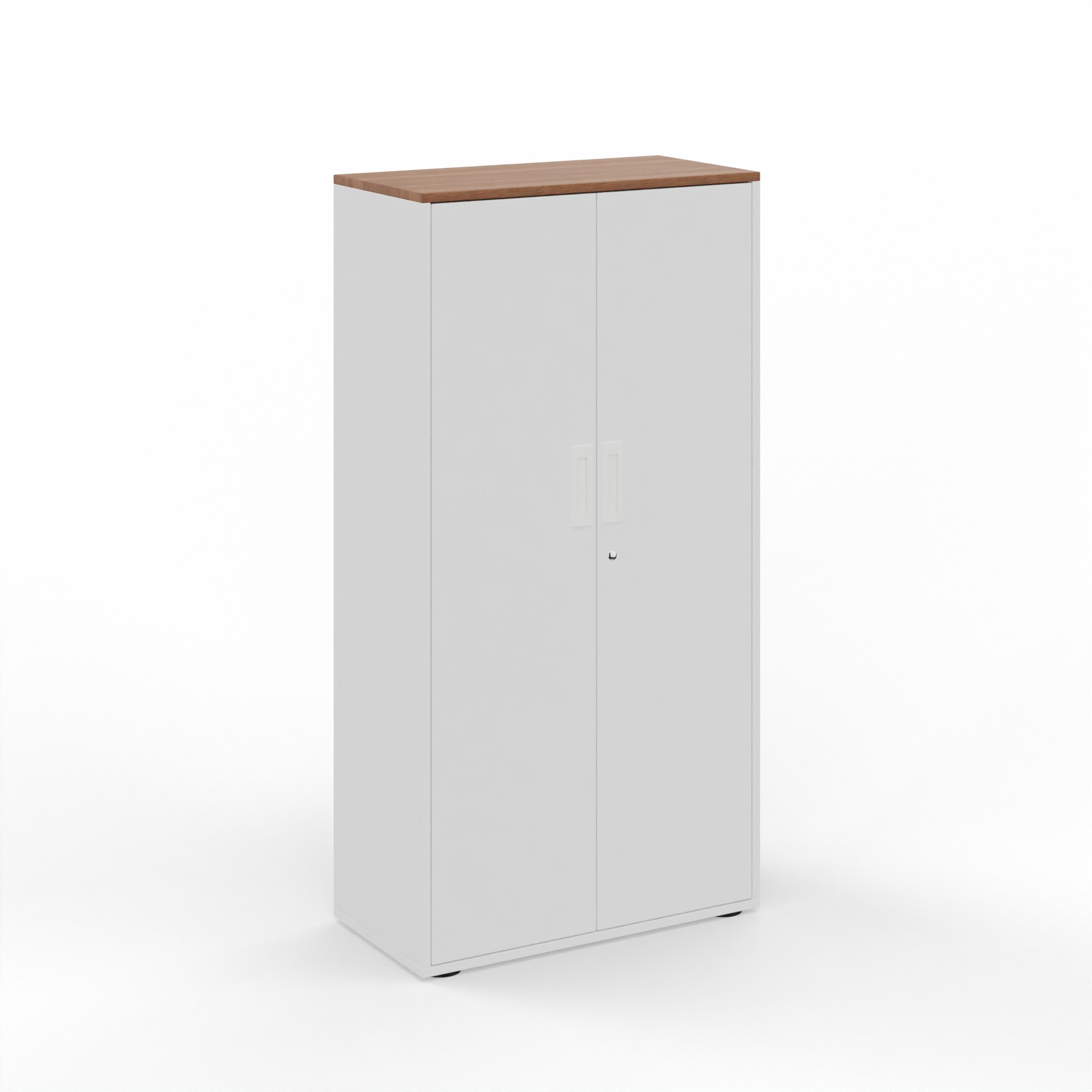 Image of Flügeltürschrank Tradingzone GO Swiss 80.0 x 156.5 x 40.0 cm, Weiss/Nussbaum, 4 Ordner hoch, Neu - Modern und Platzsparend
