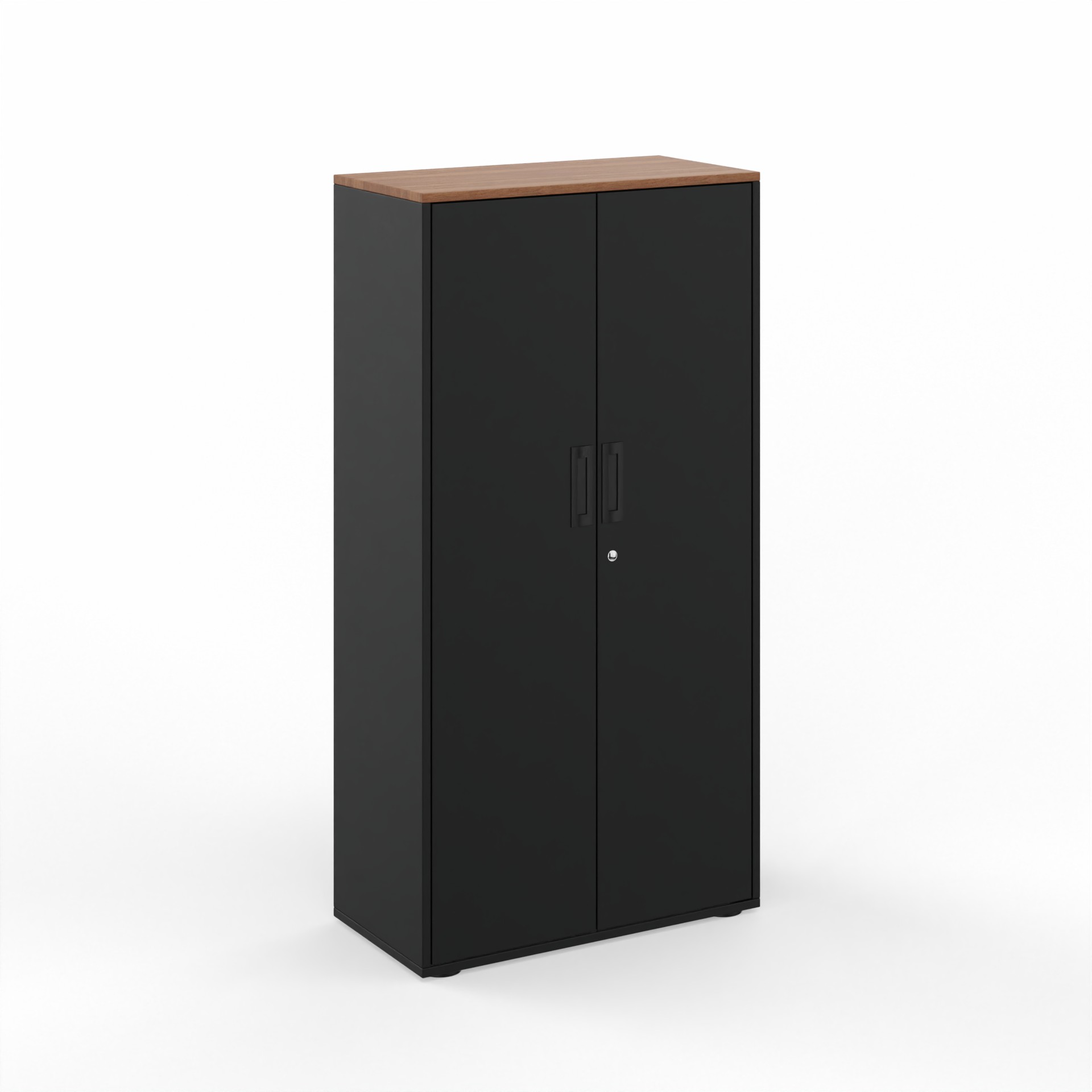 Image of Flügeltürschrank Tradingzone GO Swiss 80.0 x 156.5 x 40.0 cm, Schwarz/Nussbaum, 4 Ordner hoch, Neu - Modern und Platzsparend