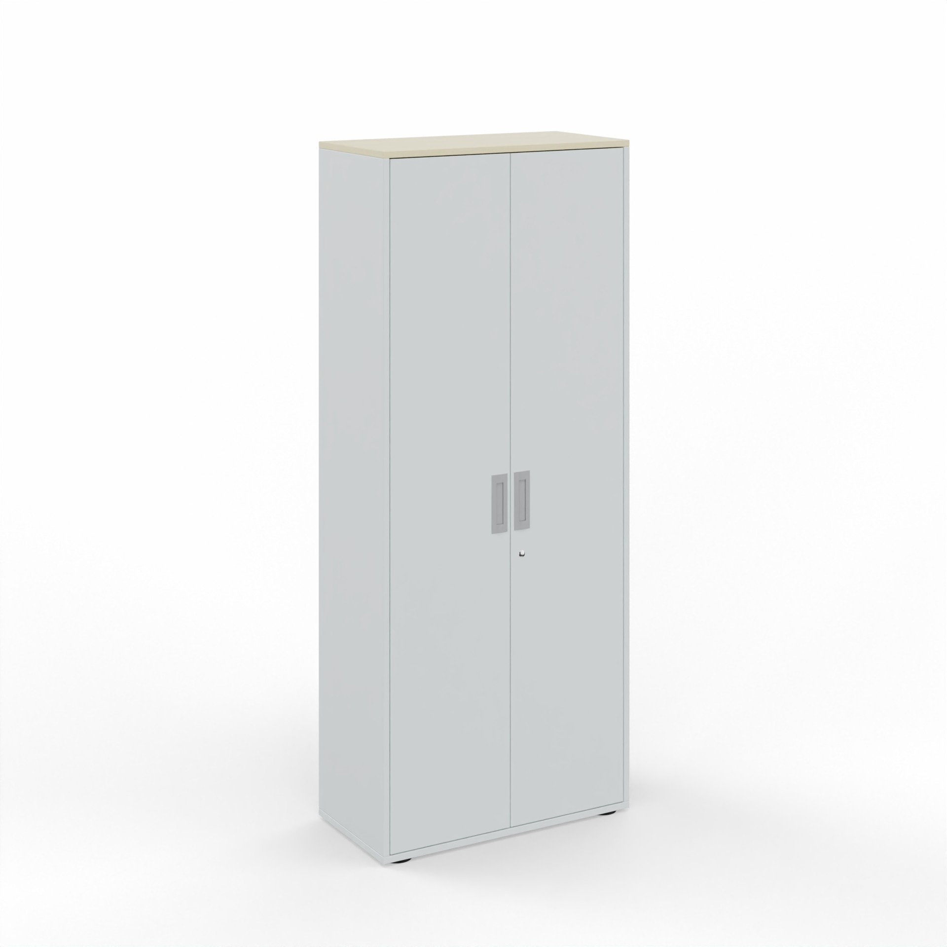 Image of Flügeltürschrank Tradingzone GO Swiss 80.0 x 194.5 x 40.0 cm, Weissgrau/Ahorn, 5 Ordner hoch, Neu - Modern und Platzsparend