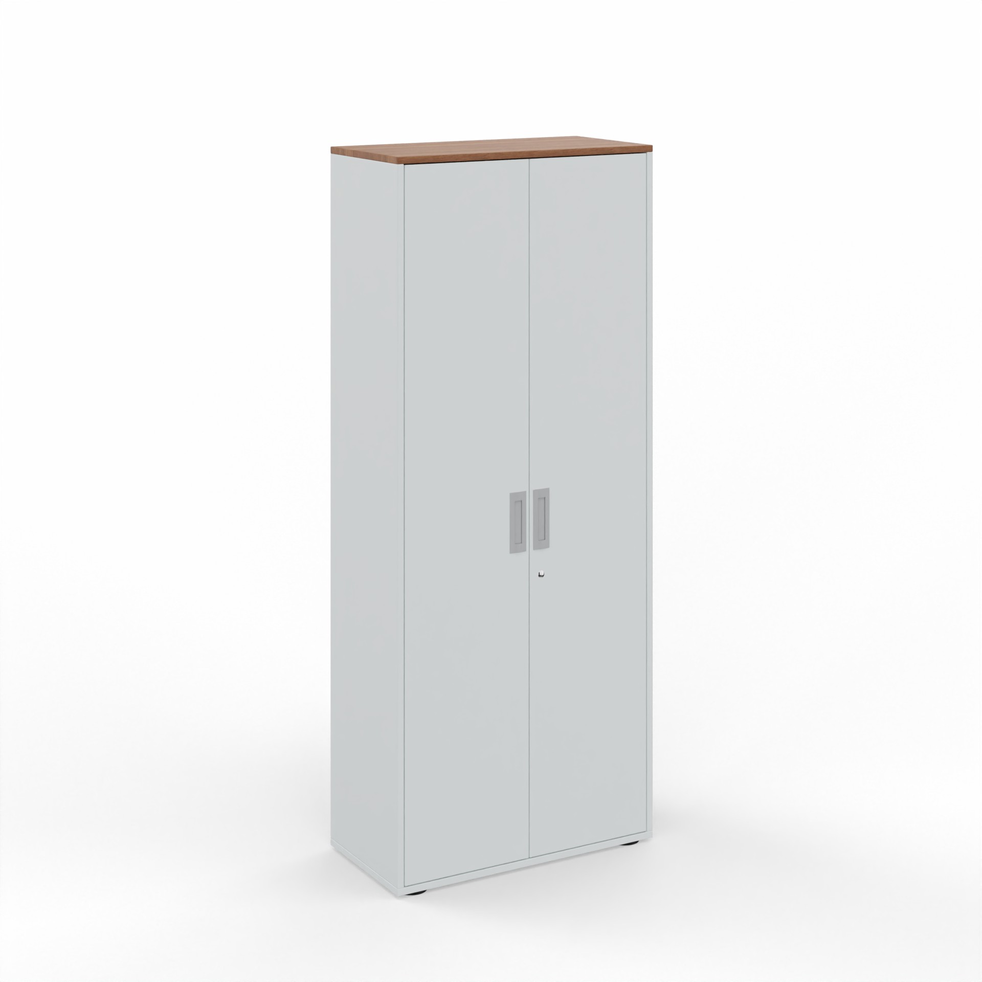 Image of Flügeltürschrank Tradingzone GO Swiss 80.0 x 194.5 x 40.0 cm, Weissgrau/Nussbaum, 5 Ordner hoch, Neu - Modern und Platzsparend