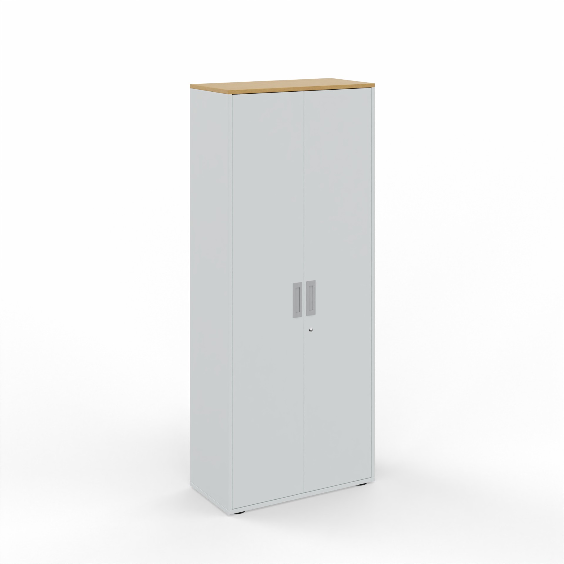 Image of Flügeltürschrank Tradingzone GO Swiss 80.0 x 194.5 x 40.0 cm, Weissgrau/Buche, 5 Ordner hoch, Neu - Modern und Platzsparend