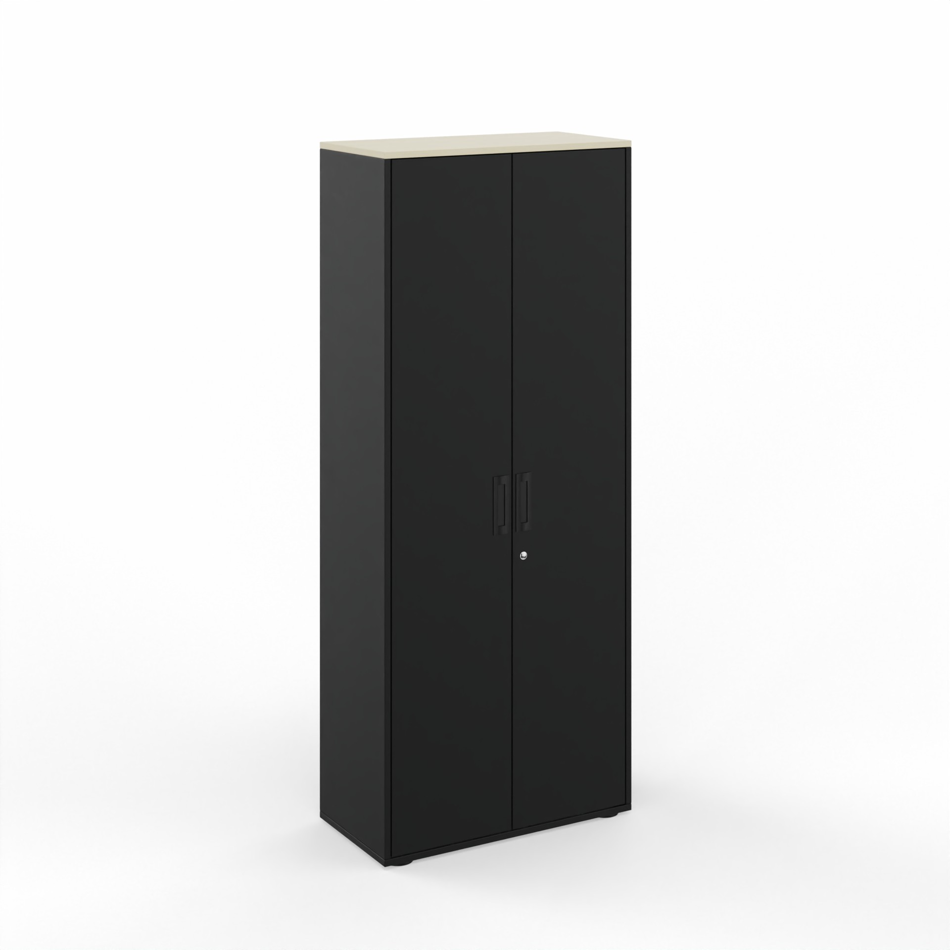 Image of Flügeltürschrank Tradingzone GO Swiss 80.0 x 194.5 x 40.0 cm, Schwarz/Ahorn, 5 Ordner hoch, Neu - Modern und Platzsparend