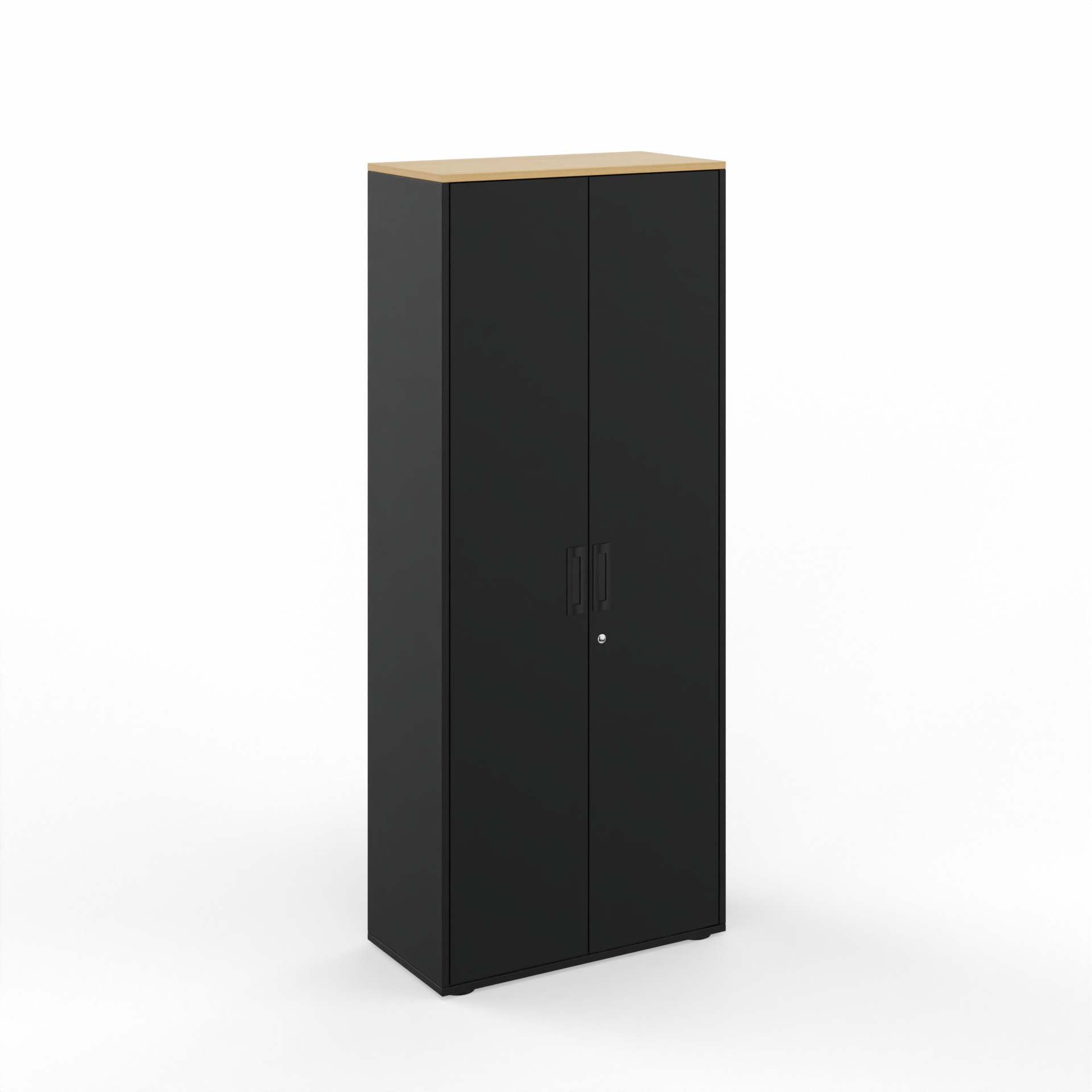 Image of Flügeltürschrank Tradingzone GO Swiss 80.0 x 194.5 x 40.0 cm, Schwarz/Eiche, 5 Ordner hoch, Neu - Modern und Platzsparend