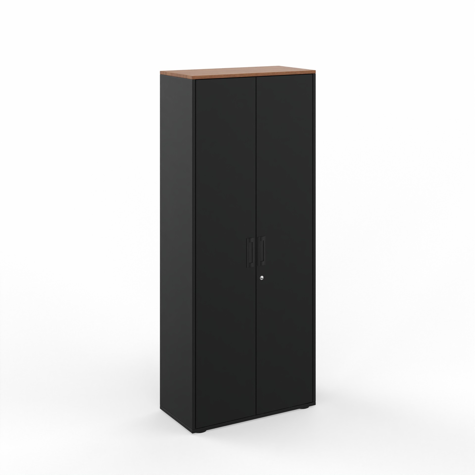 Armoire à portes battantes Tradingzone GO Swiss 80.0 x 194.5 x 40.0 cm, Noir/Noyer, 5 Dossier haut, Nouveau - Moderne et peu encombrant