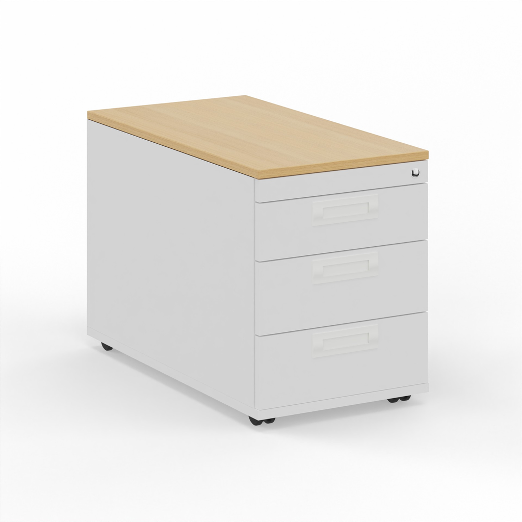 Caisson roulant Tradingzone GO Swiss Blanc/Chêne, Nouveau - Parfait pour les documents et les dossiers