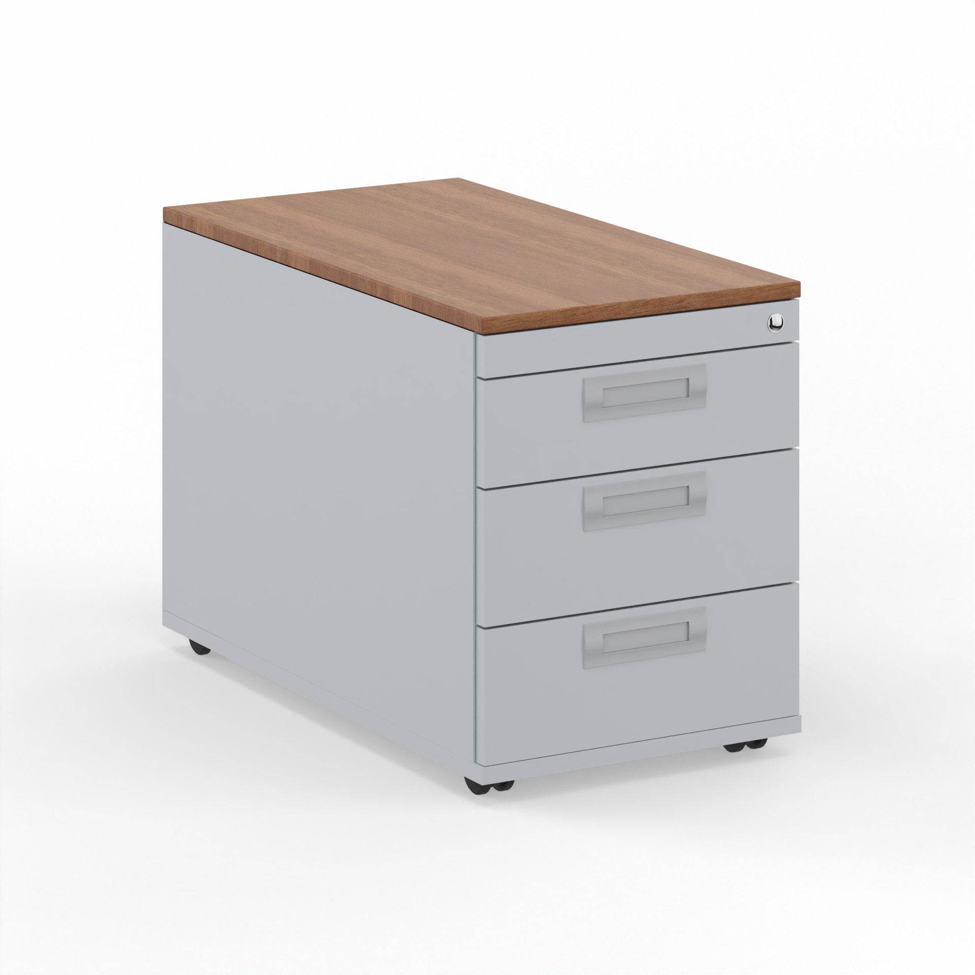 Caisson roulant Tradingzone GO Swiss Gris argenté/Noyer, Nouveau - Parfait pour les documents et les dossiers