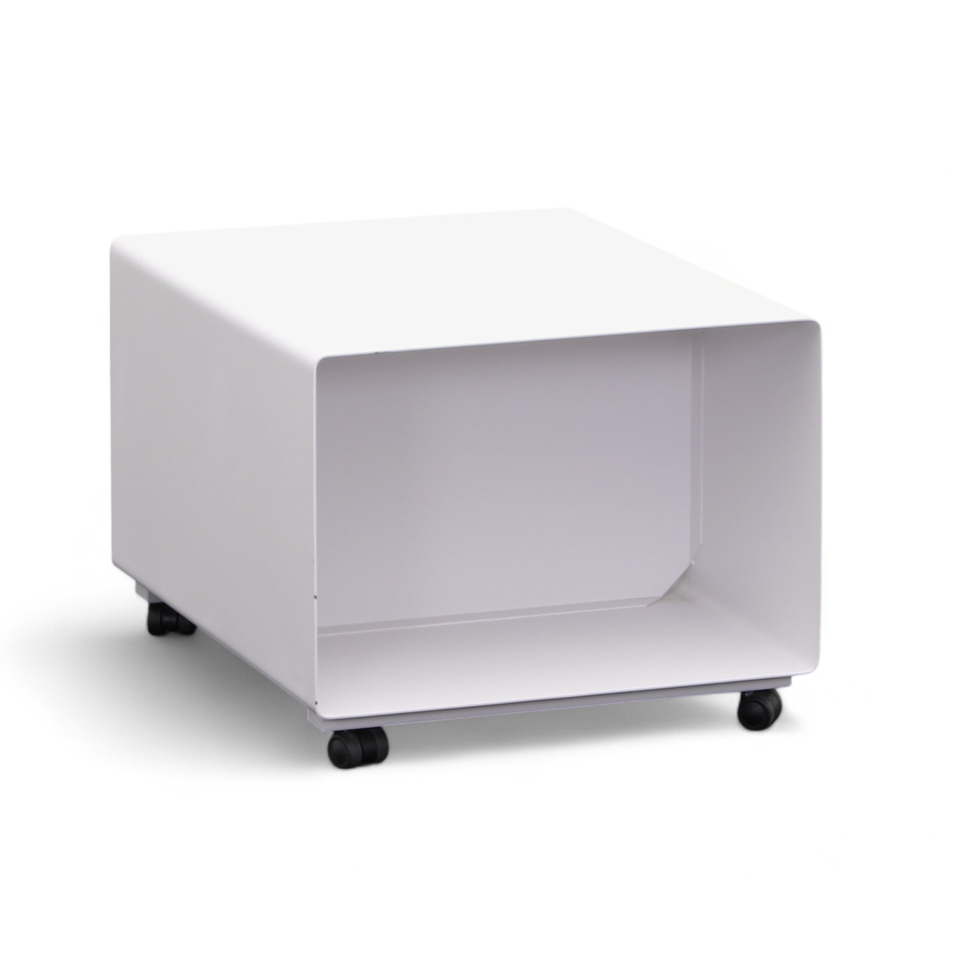 Lista LO coffee table, white, metal, with castors (Normal used)