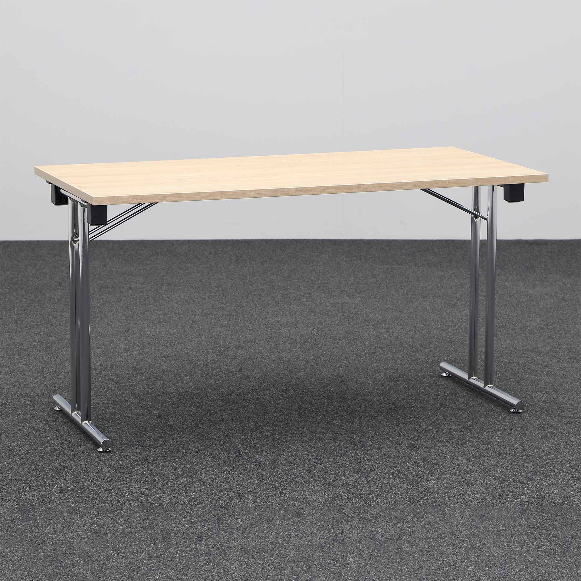 Table pliante Narbutas Folding 140x70 cm, Chêne/Chromé, Rectangulaire, Nouveau - Parfait pour les réunions