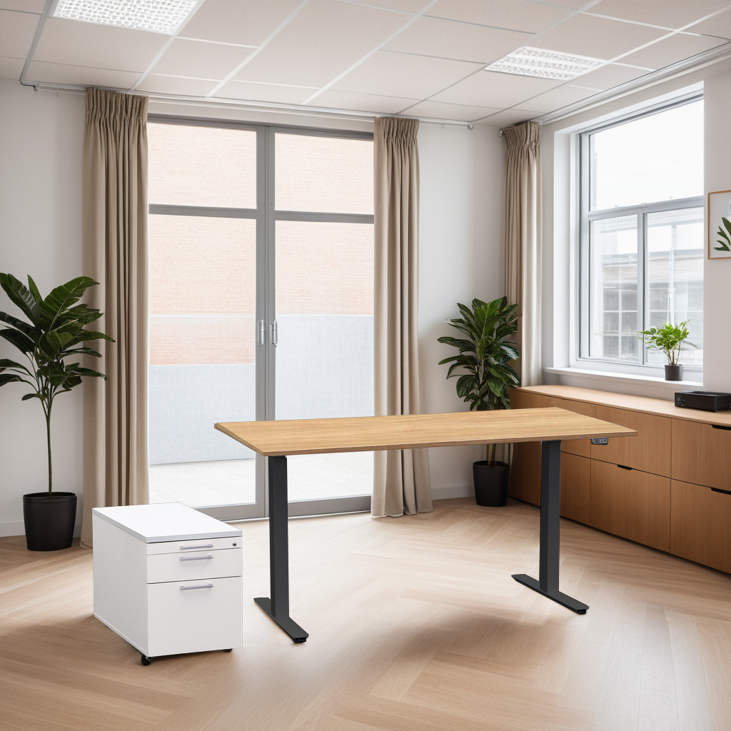 Ergonomique Bureau réglable en hauteur Tradingzone Home 2.0 120x70 cm, Noyer/Noir, Nouveau, Pupitre - idéal pour le bureau ou la maison