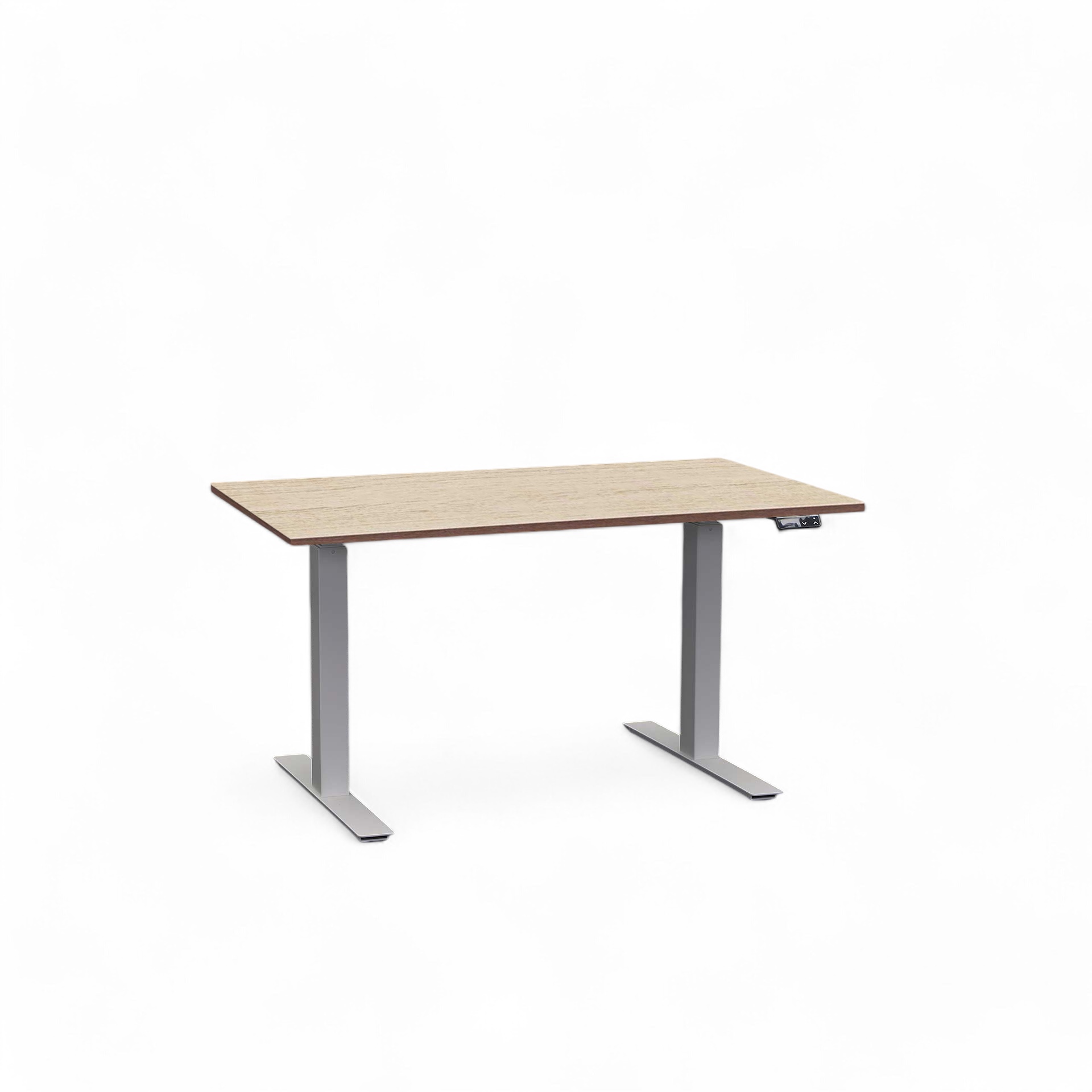Electrically height-adjustable Tradingzone Work Pro desk (Light oak, New, 120x70, Silver gray)