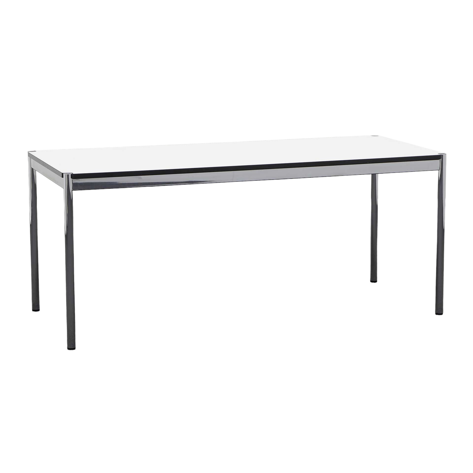 Design Schreibtisch USM Haller 175.0 x 75.0 cm, Perlgrau/Verchromt, Rechteckig, Normal gebraucht, Tisch - Swissmade & Design