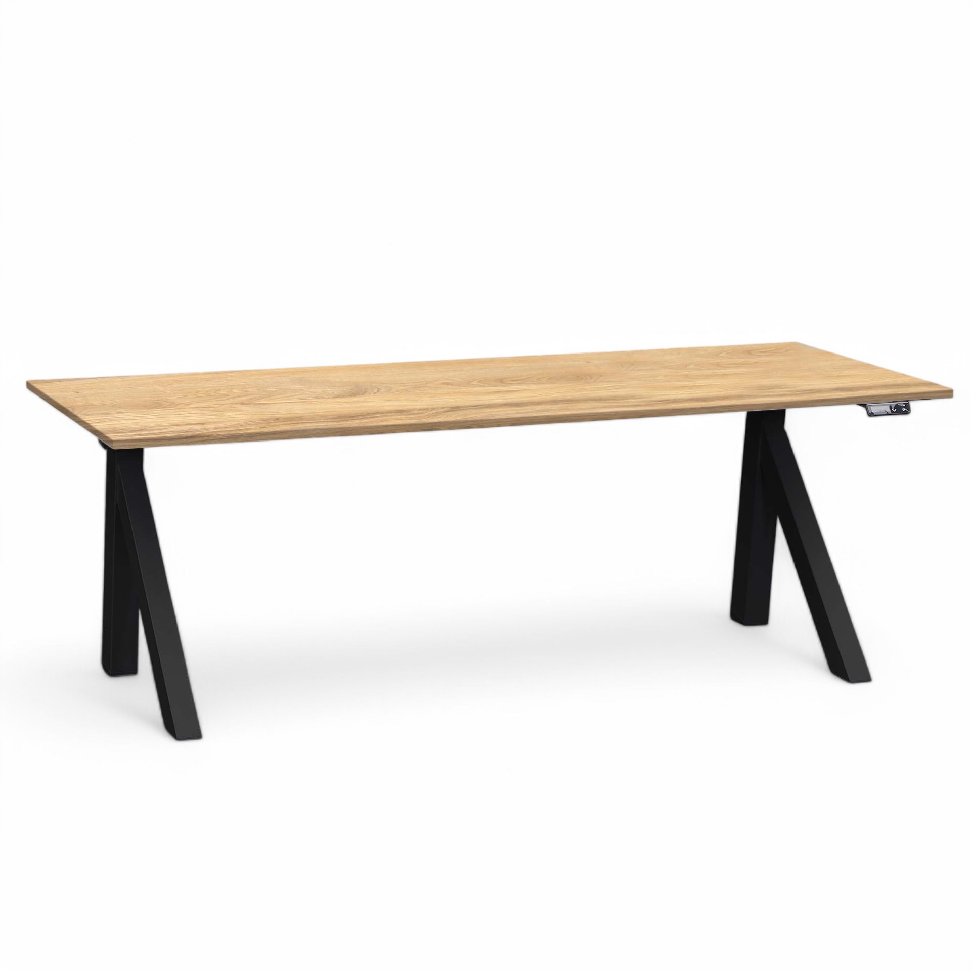 Ergonomischer Elektrisch höhenverstellbarer Schreibtisch Tradingzone Design Lift 180x80 cm, Eiche dunkel/Schwarz, Neu, Tisch - ideal fürs Homeoffice oder Büro