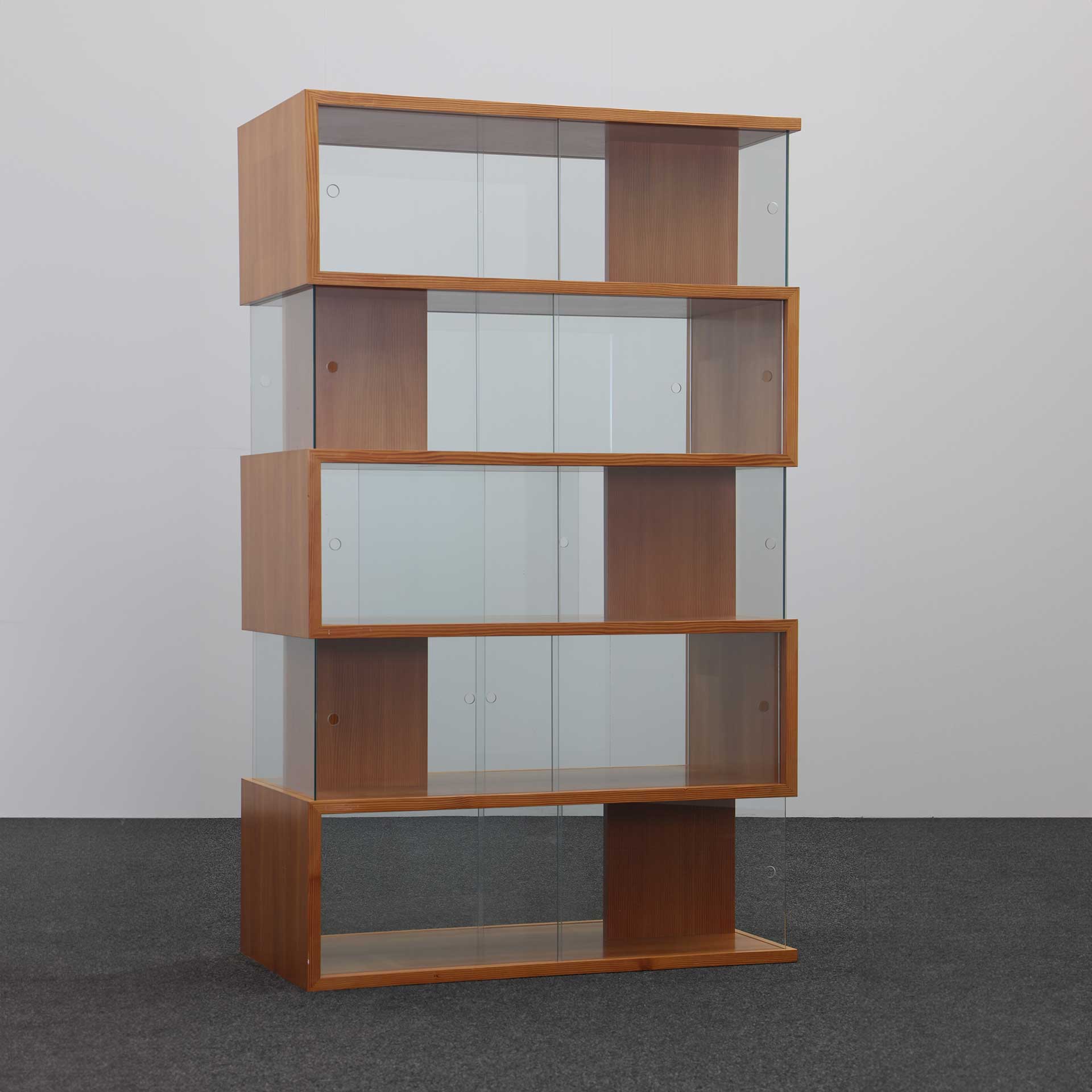 Design bookcase, wood, glass (Normal used)