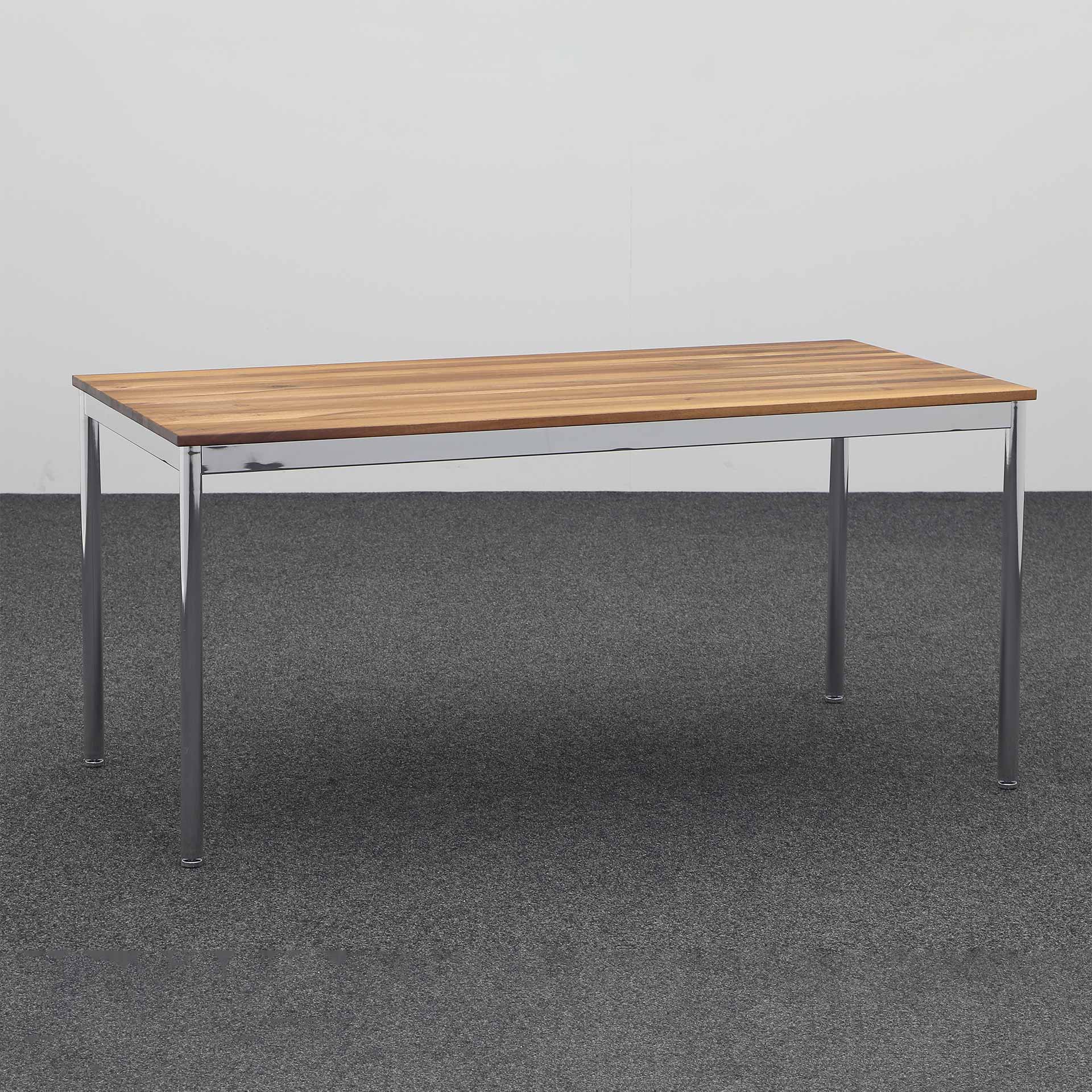 Image of Schreibtische System4 160x80 cm, Nussbaum/Verchromt, Neu, Bürotisch - für Büro oder Homeoffice