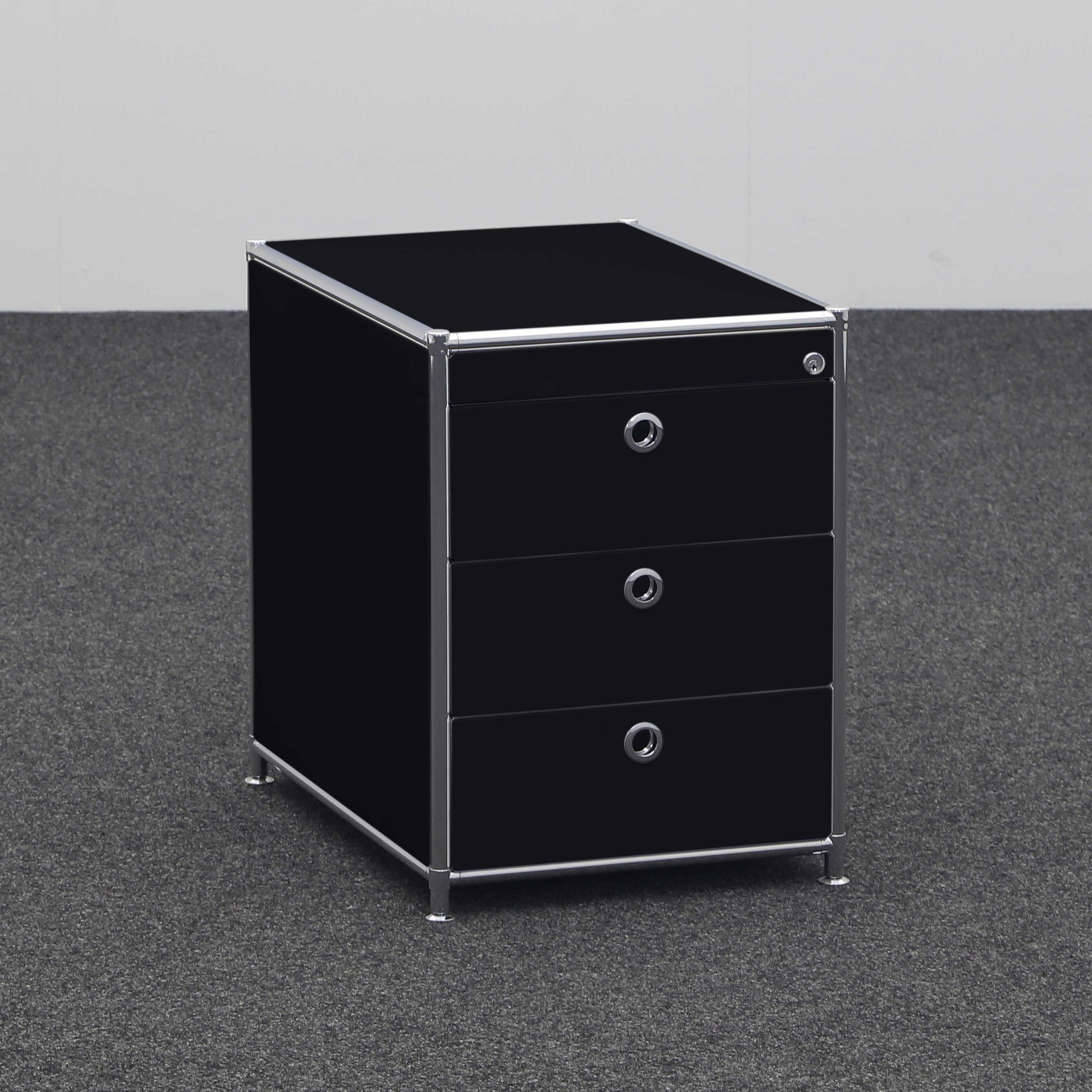 Standcontainer System4, Schwarz, mit Schublade, mit Schlüssel, Neu – Ideal für leichte Aufbewahrung