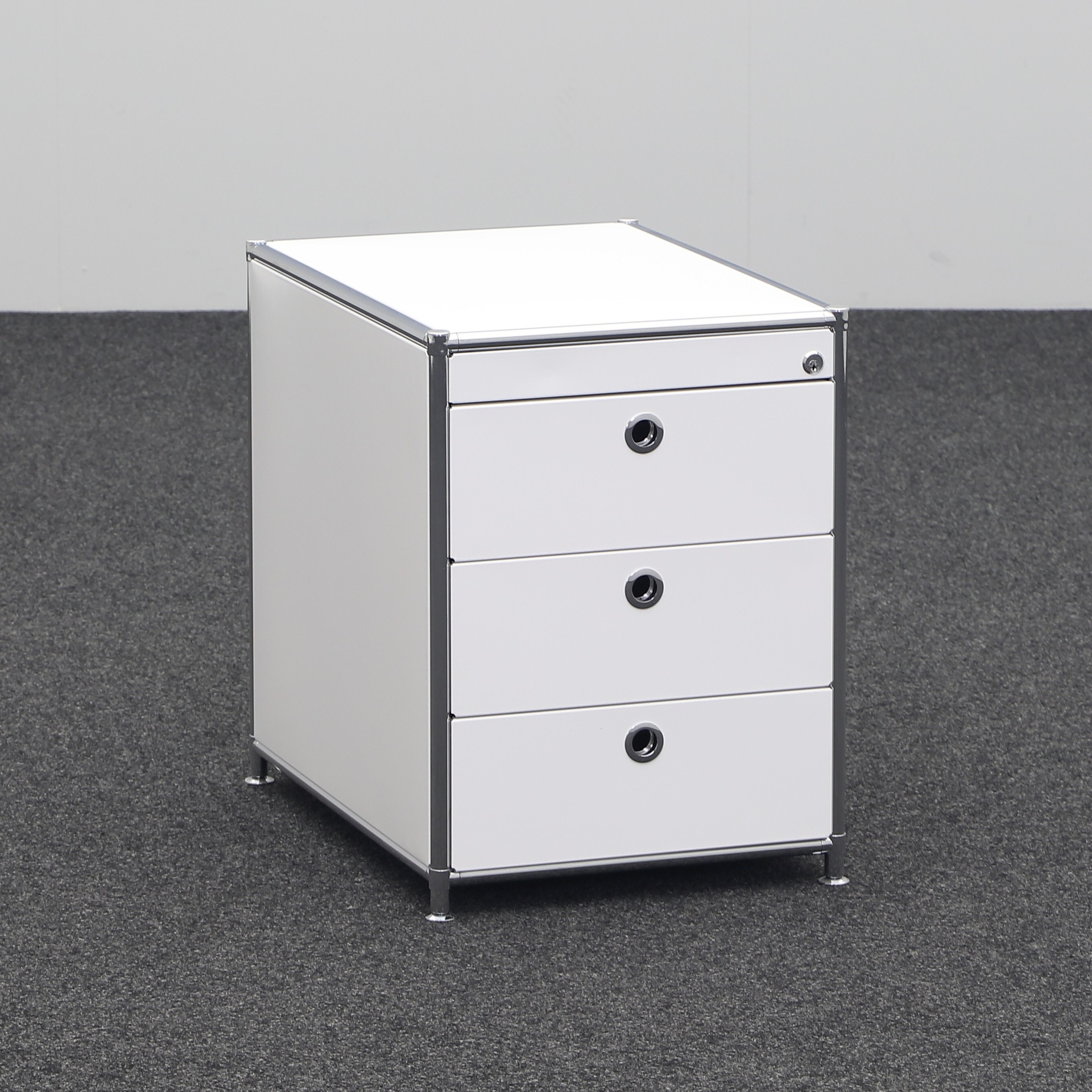 Standcontainer System4, Weiss, mit Schublade, mit Schlüssel, Neu – Ideal für leichte Aufbewahrung