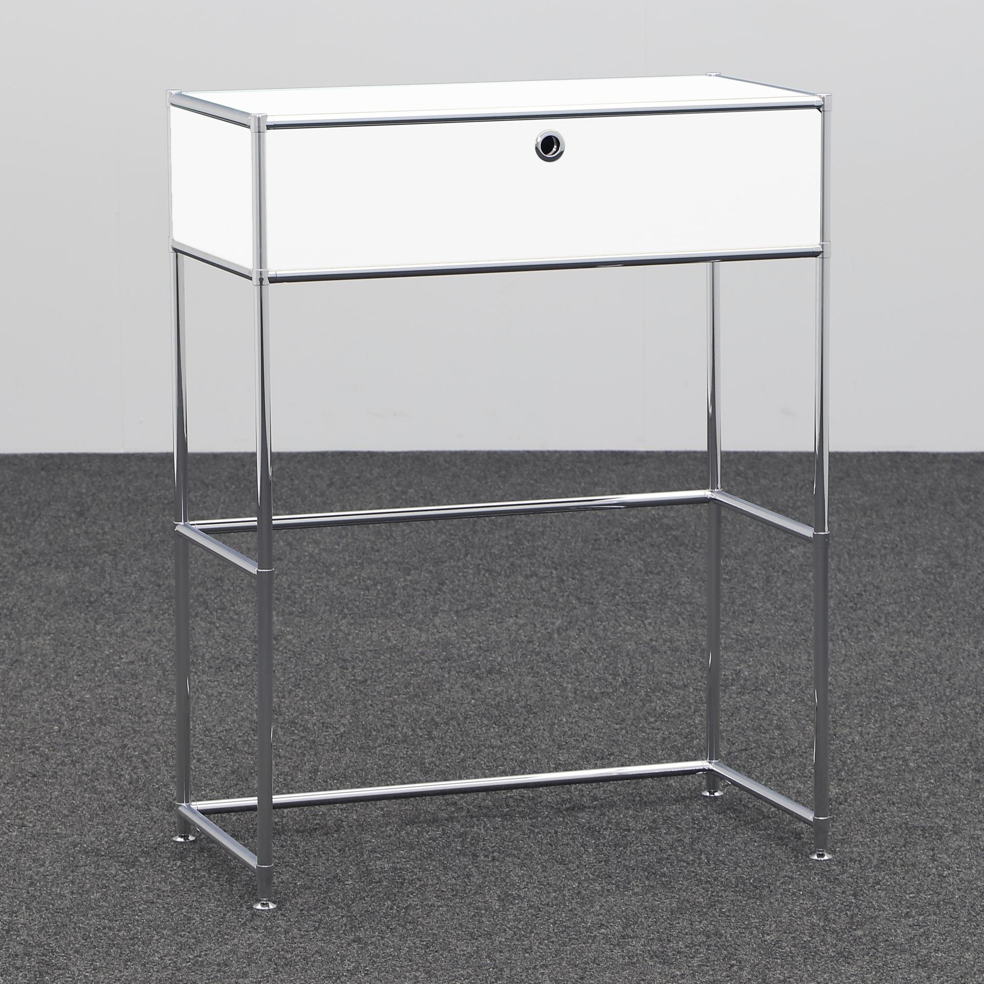 Image of Beistelltisch System4 78x40 cm, Weiss/Verchromt, Rechteckig, Neu Tisch - Optimal für moderne Büroeinrichtung