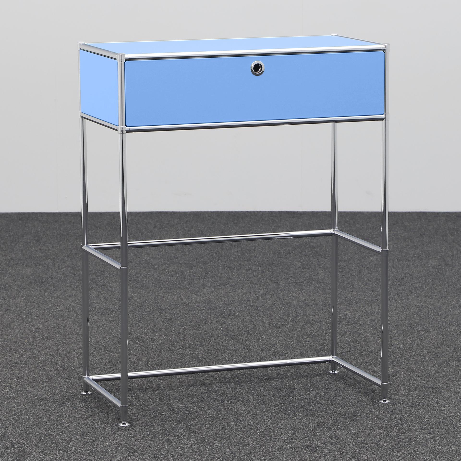 Image of Beistelltisch System4 78x40 cm, Brillantblau/Verchromt, Rechteckig, Neu Tisch - Optimal für moderne Büroeinrichtung