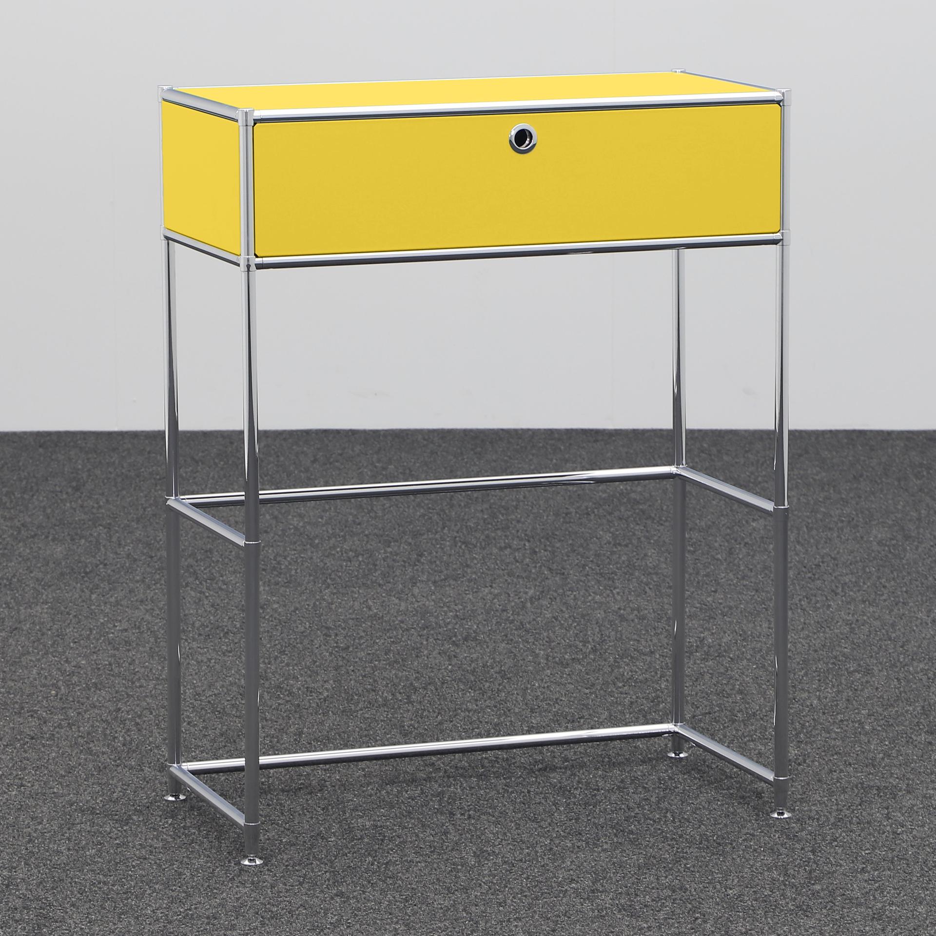 Image of Beistelltisch System4 78x40 cm, Gelb/Verchromt, Rechteckig, Neu Tisch - Optimal für moderne Büroeinrichtung