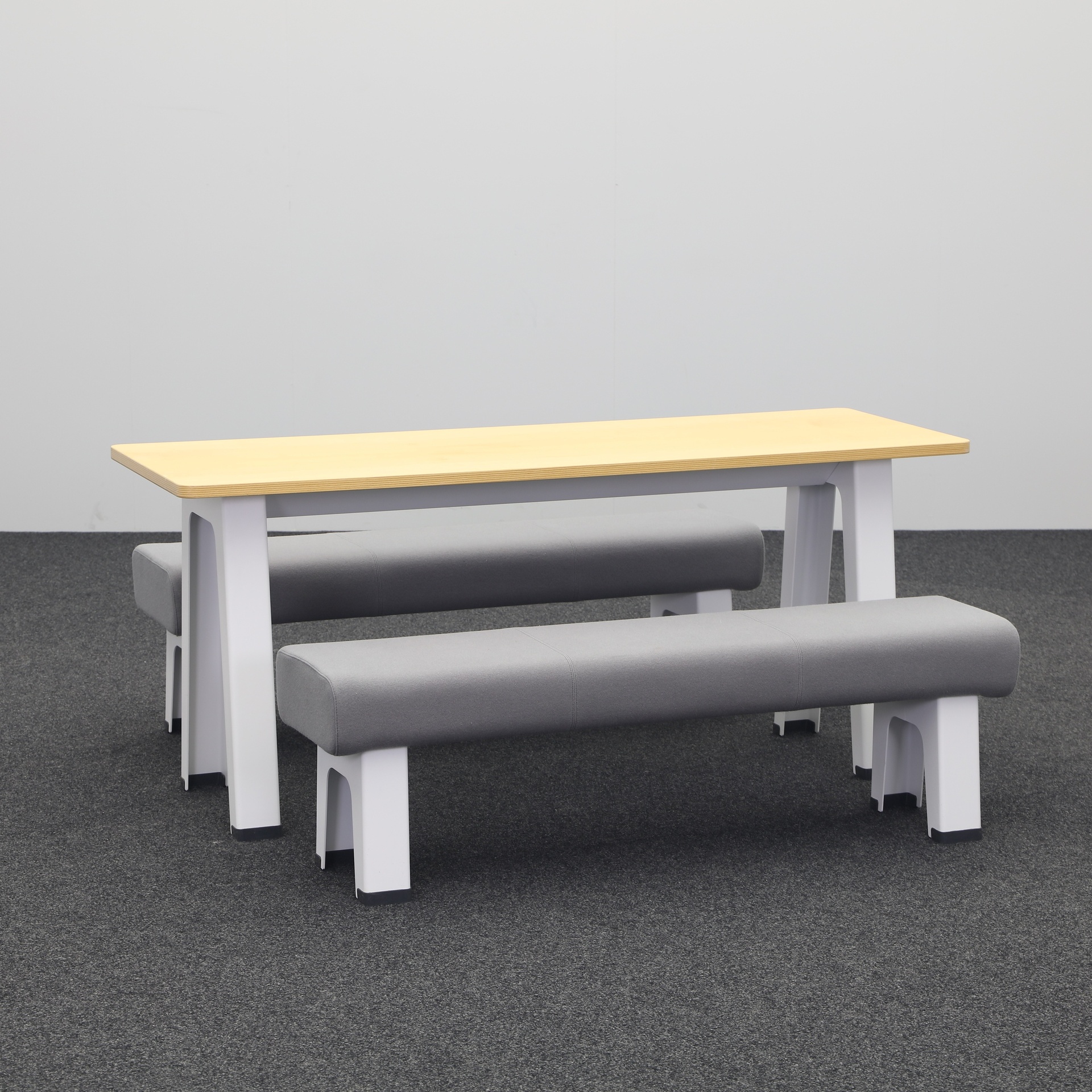 Steelcase B-Free Table de réunion avec banquette 170x60 cm, Hêtre/Blanc, Rectangulaire, Normalement utilisé, Table - Haute qualité & longue durée de vie
