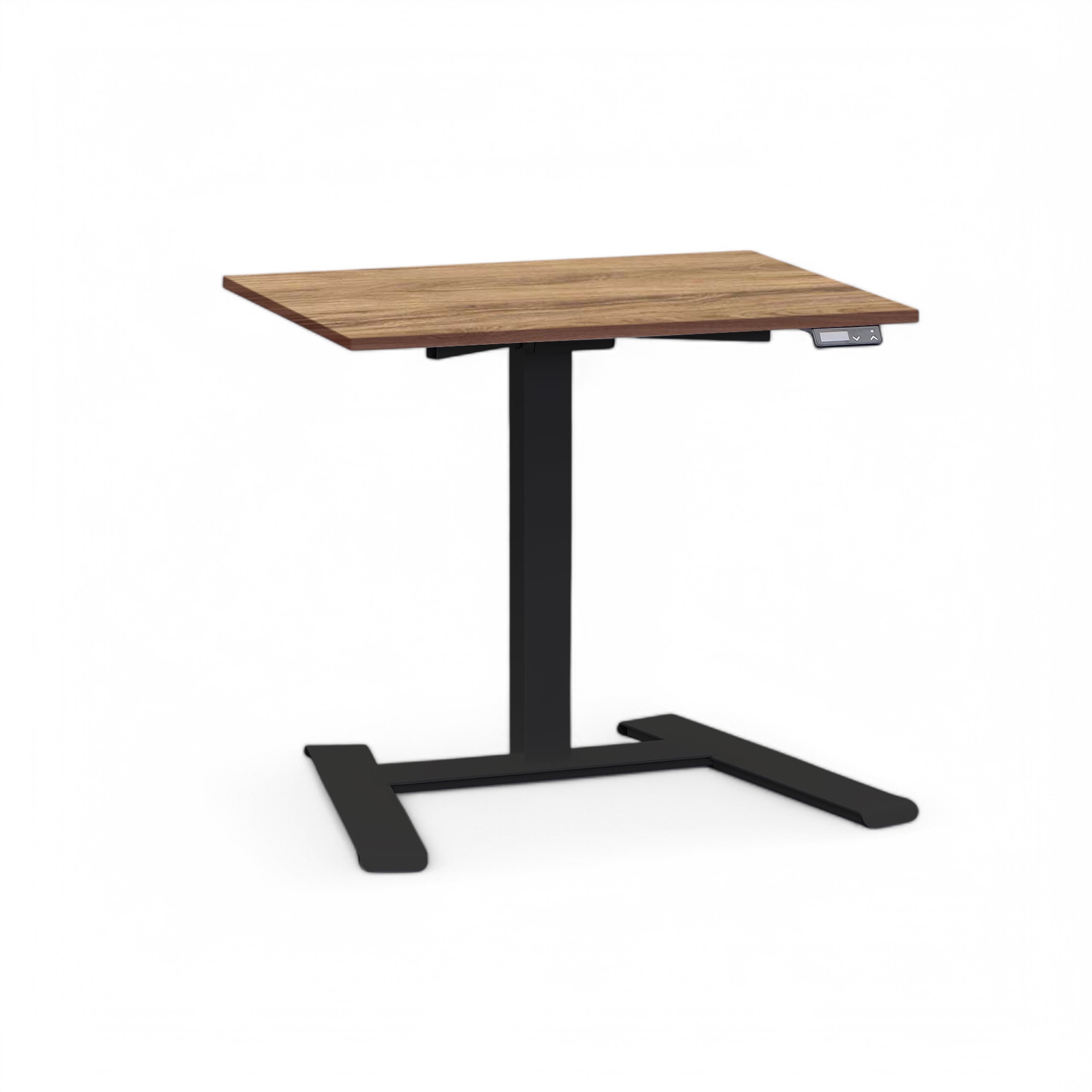 Elektrisch höhenverstellbarer kleiner Schreibtisch Tradingzone Compact Flex (Eiche dunkel, Neu, Schwarz)