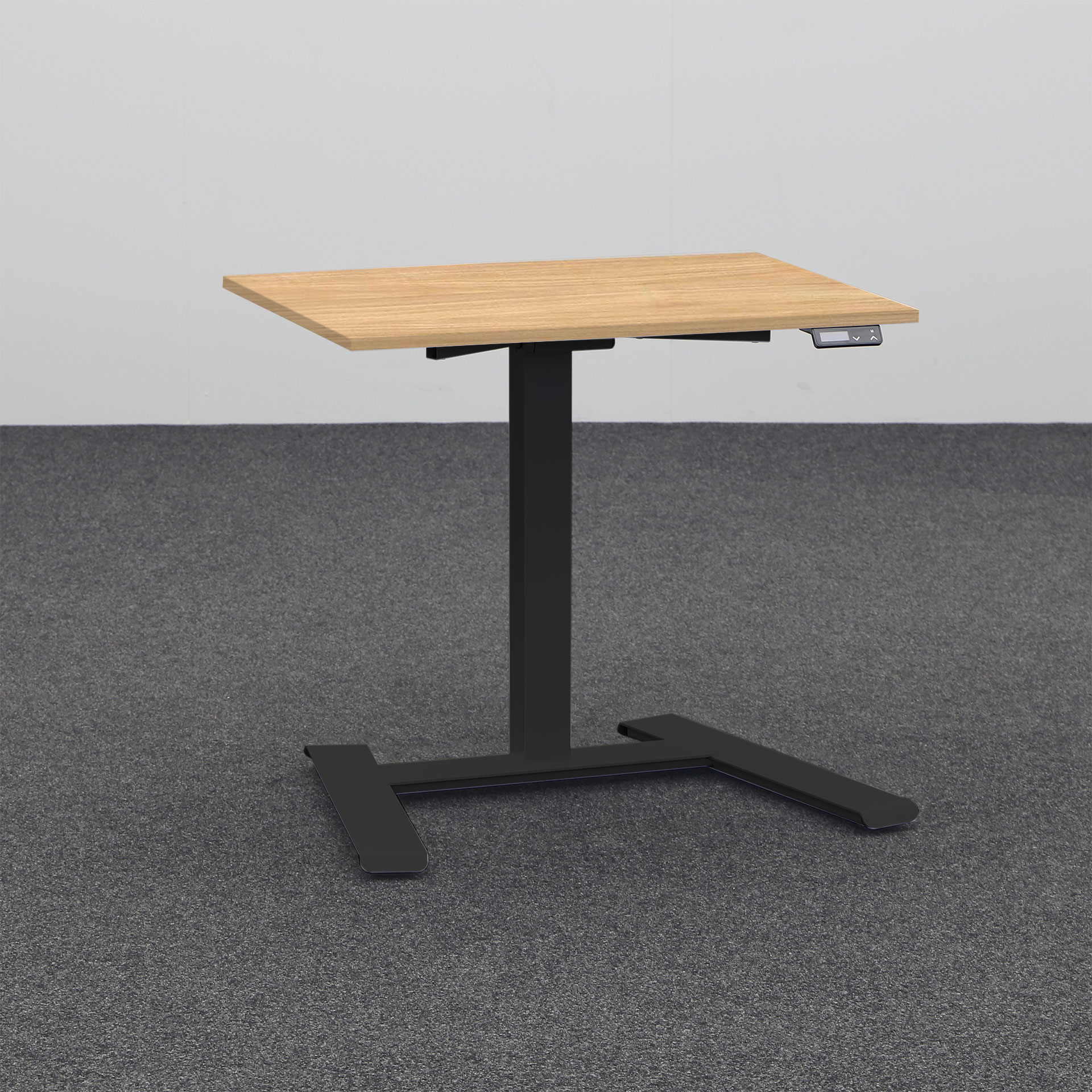Elektrisch höhenverstellbarer kleiner Schreibtisch Tradingzone Compact Flex (Nussbaum, Sehr gut, Schwarz)