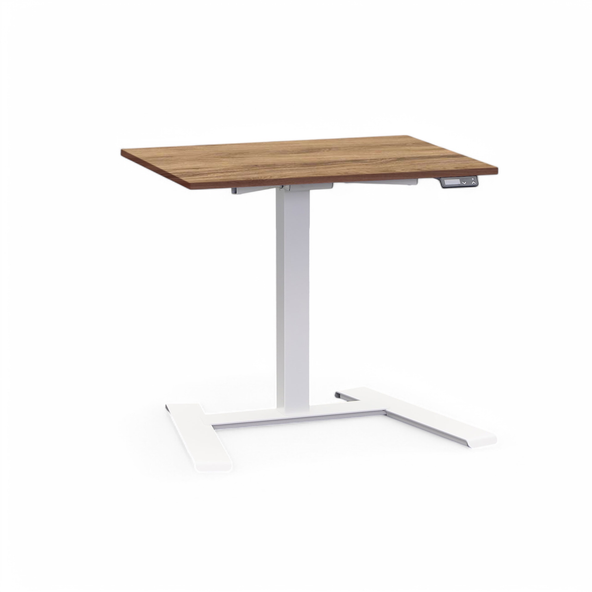 Ergonomischer Elektrisch höhenverstellbarer kleiner Schreibtisch Tradingzone Compact Flex 80x60 cm, Eiche dunkel/Weiss, Neu, Tisch - ideal fürs Homeoffice oder Büro