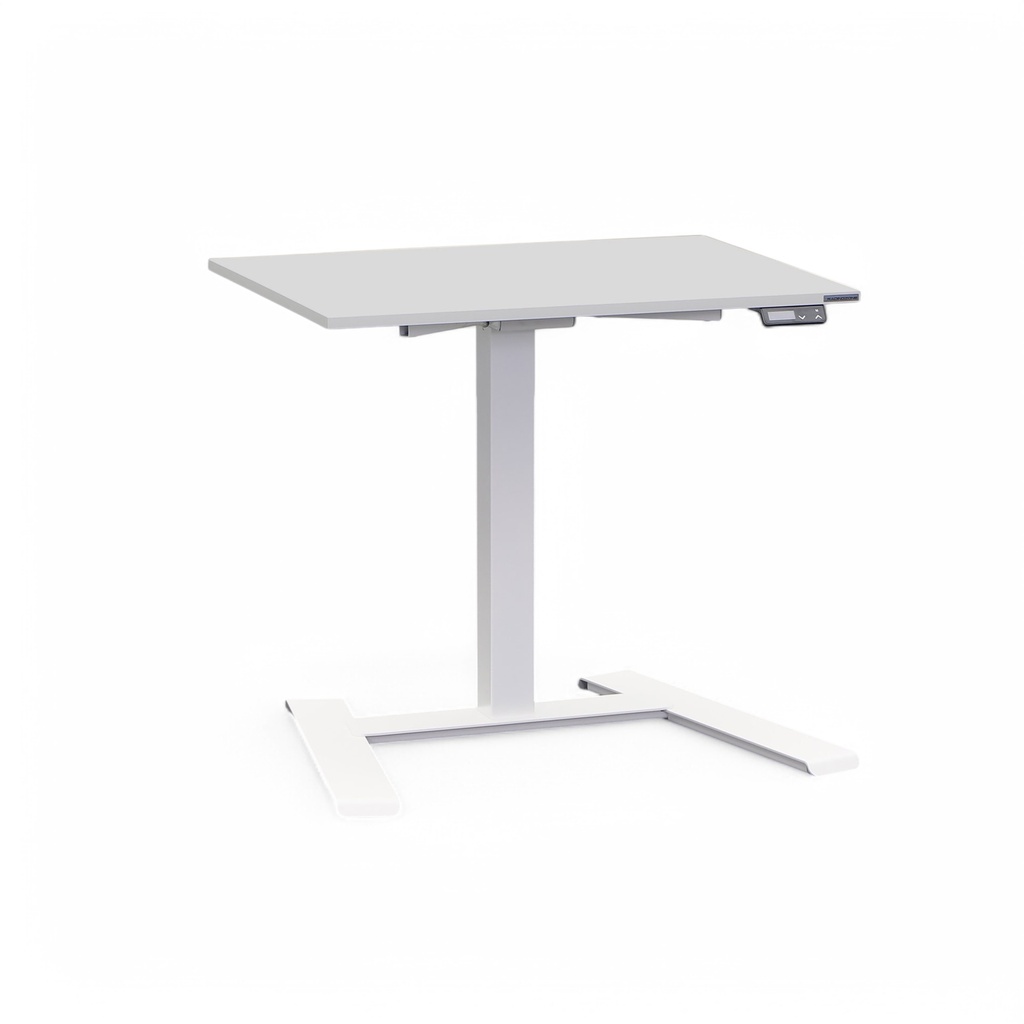 Elektrisch höhenverstellbarer kleiner Schreibtisch Tradingzone Compact Flex (Lichtgrau, Neu, Weiss)