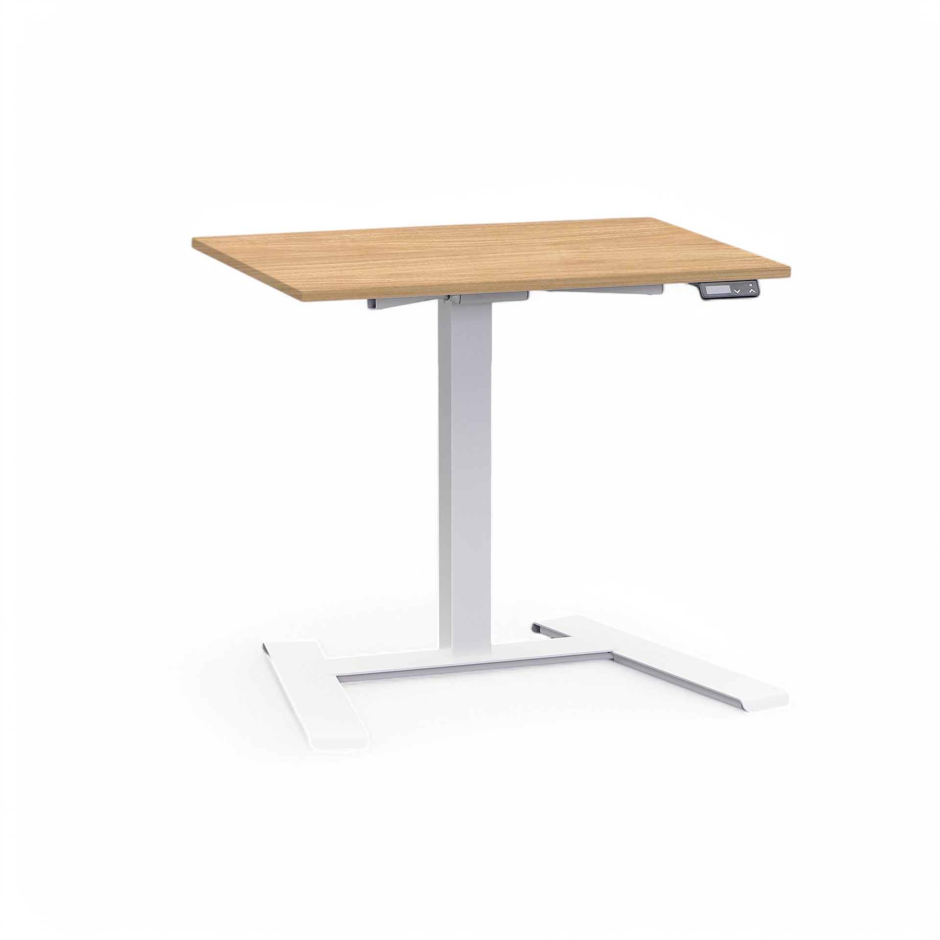 Ergonomischer Elektrisch höhenverstellbarer kleiner Schreibtisch Tradingzone Compact Flex 80x60 cm, Nussbaum/Weiss, Neu, Tisch - ideal fürs Homeoffice oder Büro