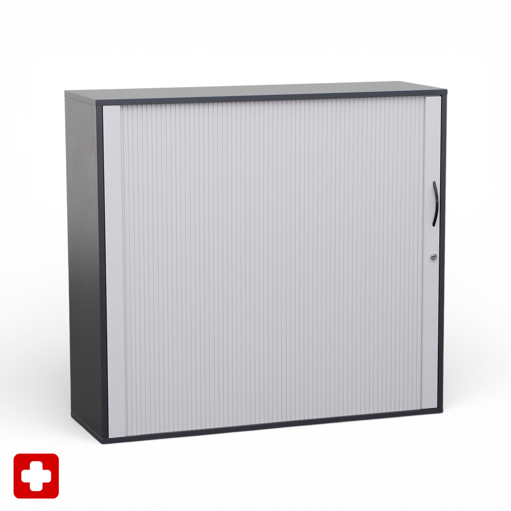 Rollladenschränke Haworth / Elan Euroffice 0 x 40 x 112 cm, Lichtgrau, ohne Schlüssel, Normal gebraucht - platzsparende Lösung