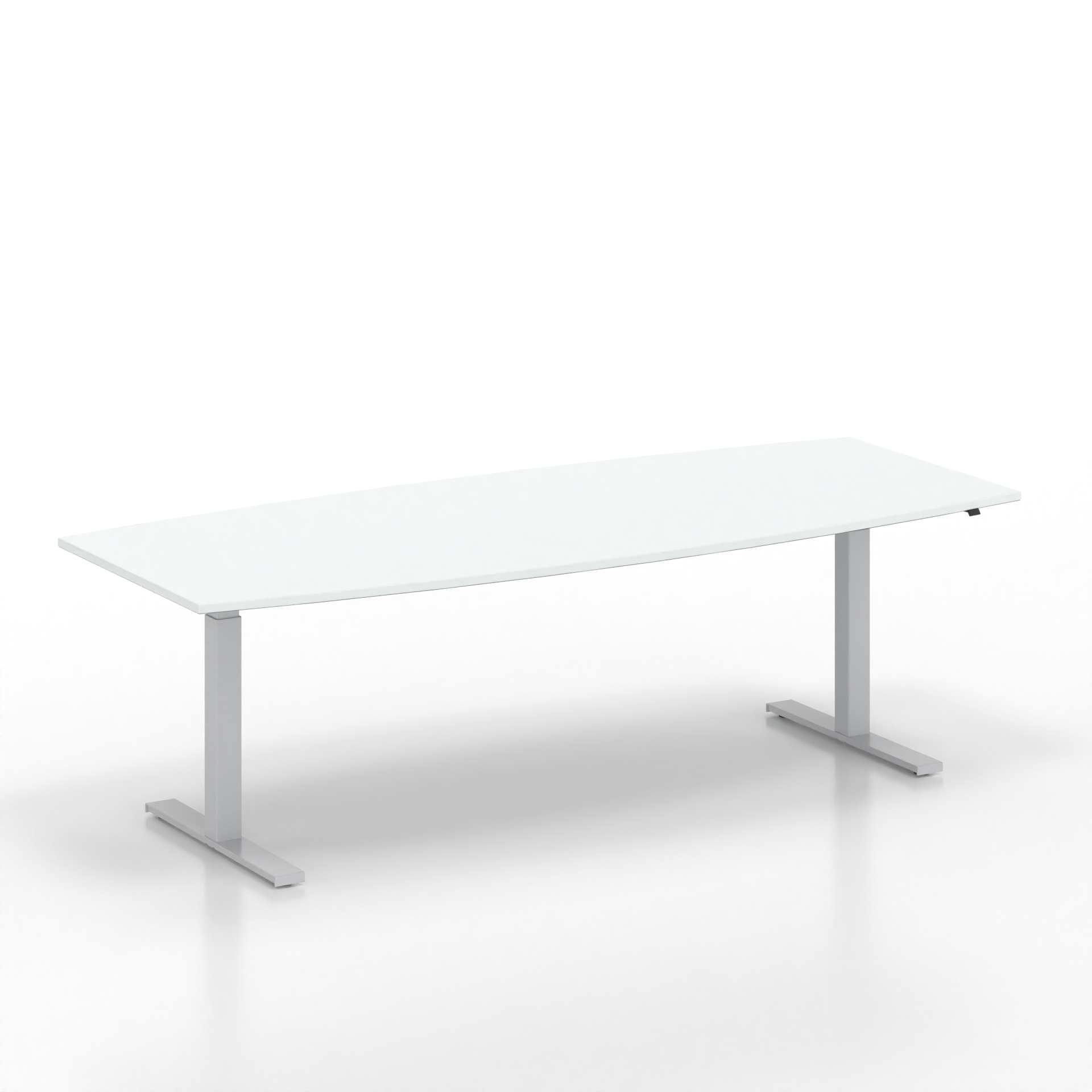 Steh-Besprechungstisch Tradingzone GO Swiss 240x100 cm, Weissgrau/Silbergrau, Bootsform, Neu, Tisch - Für professionelle Meetings