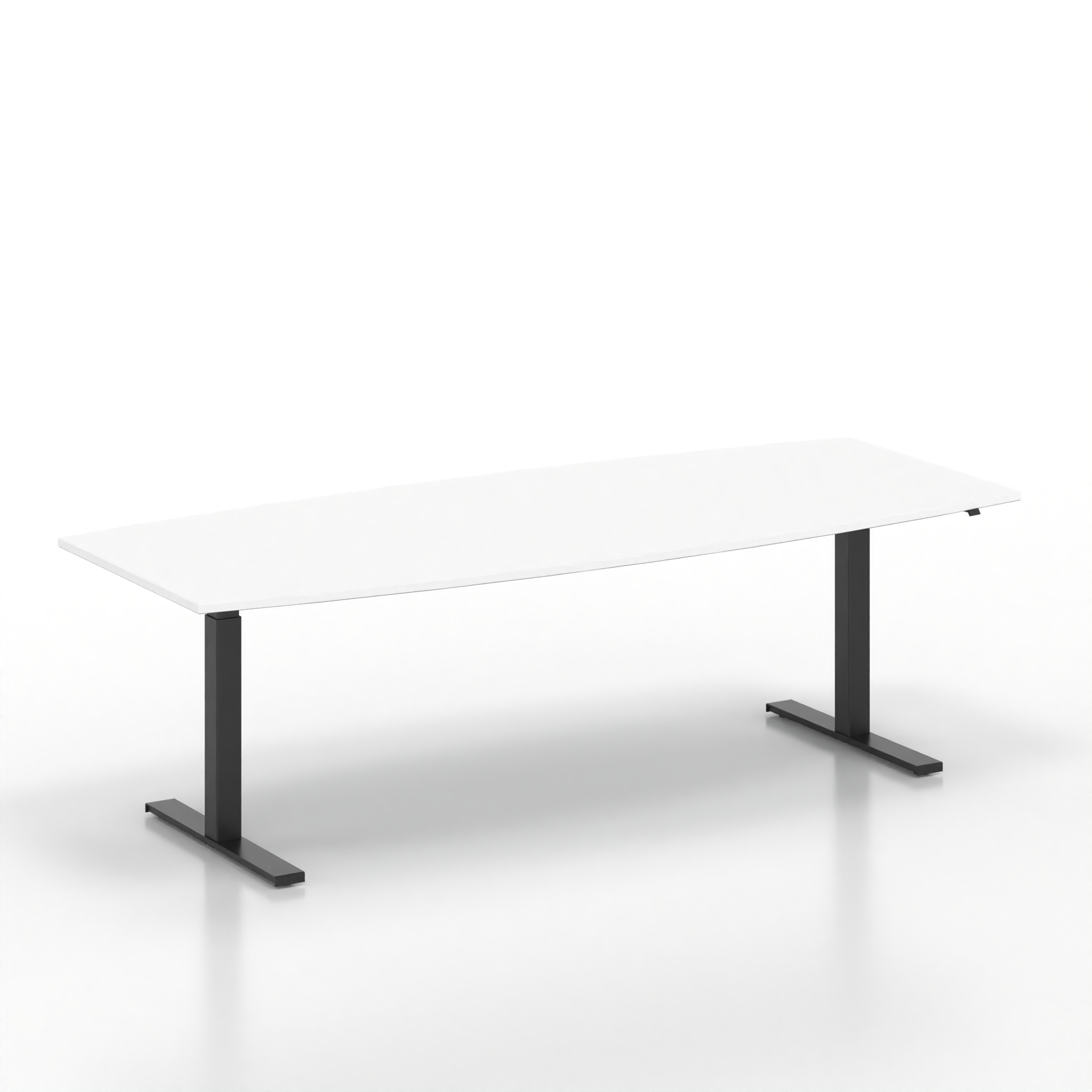 Table de réunion debout Tradingzone GO Swiss 240x100 cm, Blanc/Noir, En forme de bateau, Nouveau, Table - Pour les réunions professionnelles