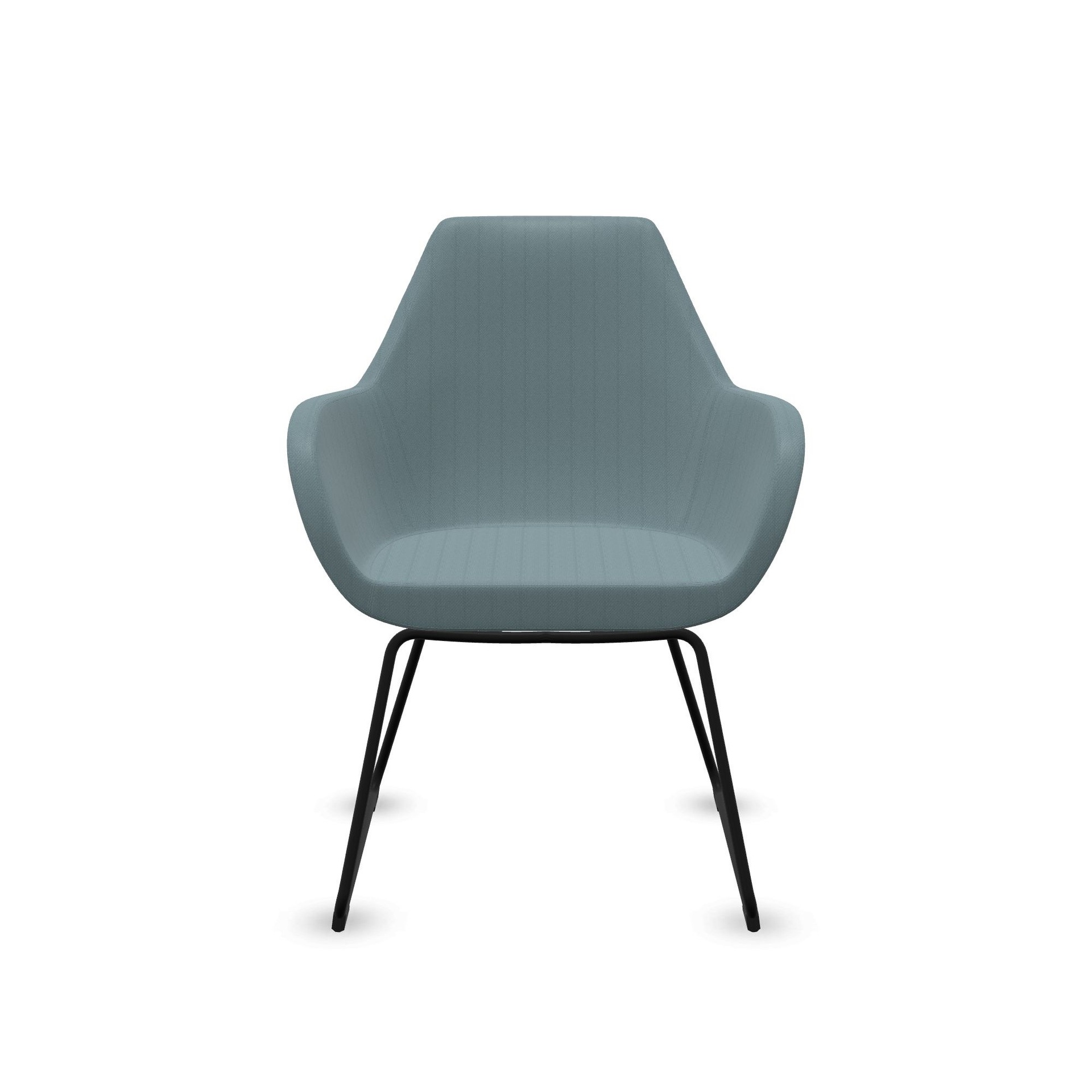 Chaises à 4 pieds Profim Fan 10V Bleu clair/Noir avec accoudoirs fixes, Nouveau - parfait pour le bureau et la réception