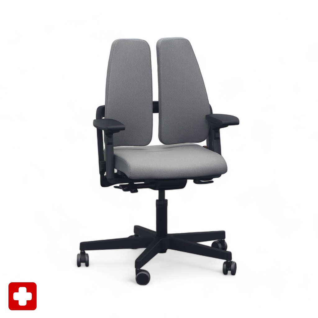 Chaise de bureau SitagXilium DuoBack swissmade avec accoudoirs 4D, Gris, Nouveau, Chaise ergonomique - idéale pour un travail flexible
