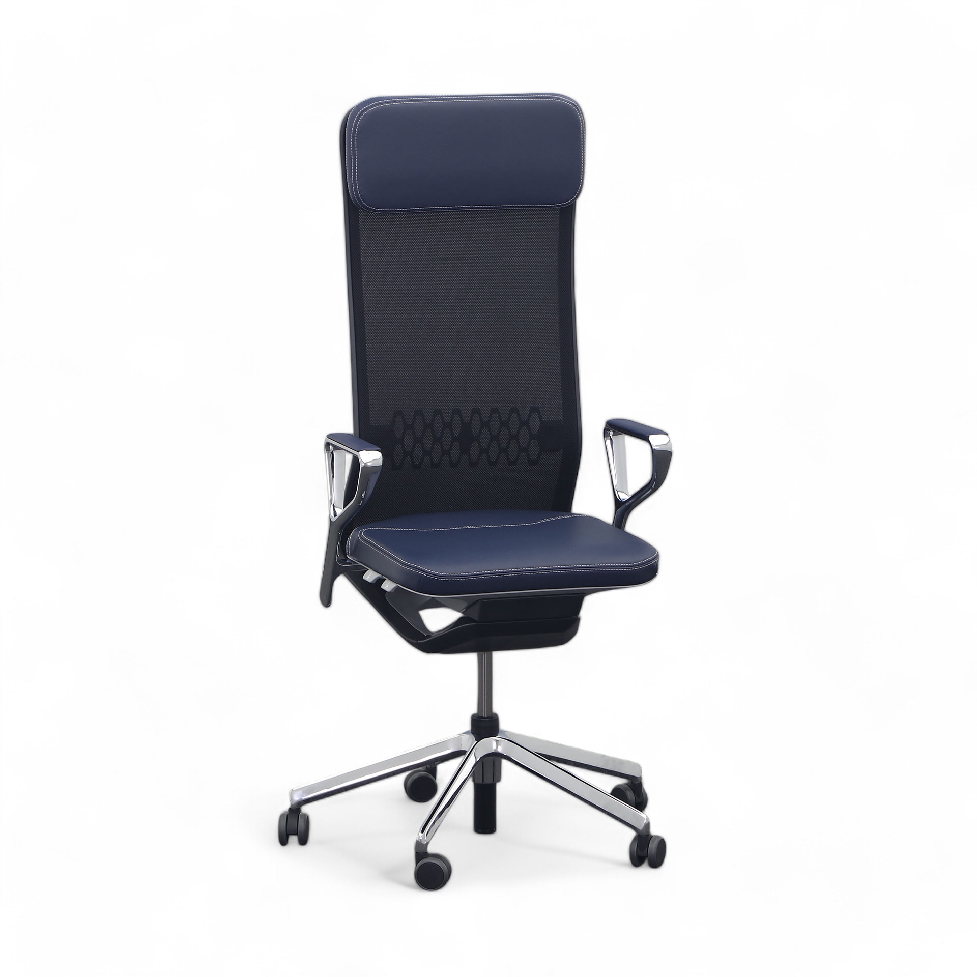 Chefsessel SitagTeam Highback Mesh swissmade mit Ringarmlehnen, Blau, Neu, Ergonomischer Stuhl - ideal für flexibles Arbeiten