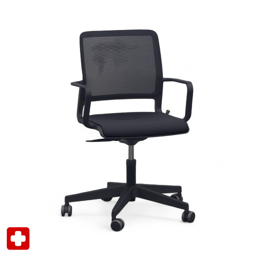 Konferenzstuhl Sitag SitagXilium Mesh (Schwarz, Neu, mit Fixarmlehnen)