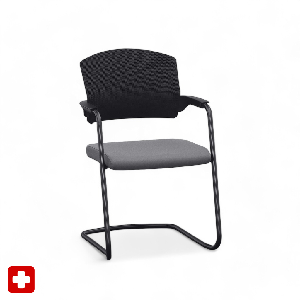 Image of Freischwinger Sitag EL100 Grau mit Fixarmlehnen, Freischwinger-Gestell, Neu - Perfekt für Besucher und Gäste