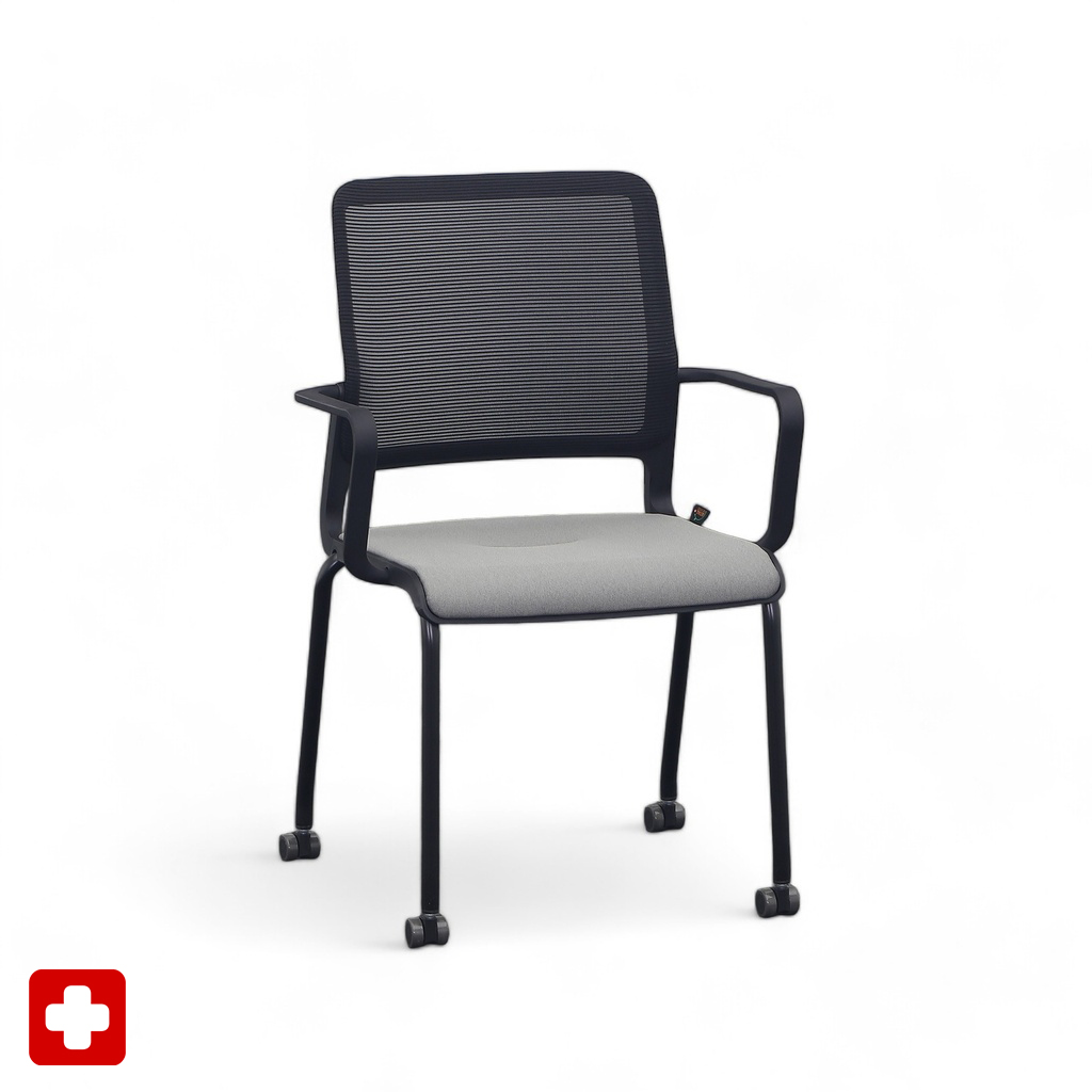 4-Fuss Stühle Sitag SitagXilium Mesh Grau mit Fixarmlehnen, Neu – Perfekt für Büro und Empfang