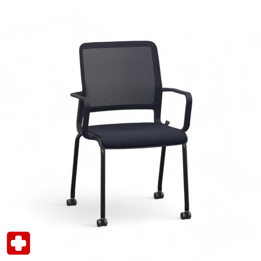 Image of 4-Fuss Stühle Sitag SitagXilium Mesh Schwarz mit Fixarmlehnen, Neu – Perfekt für Büro und Empfang