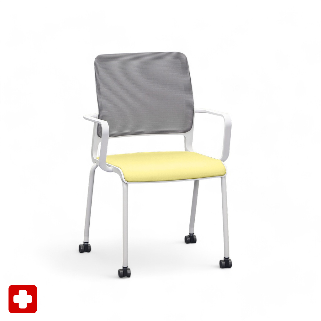 Image of 4-Fuss Stühle Sitag SitagXilium Mesh Gelb mit Fixarmlehnen, Neu – Perfekt für Büro und Empfang