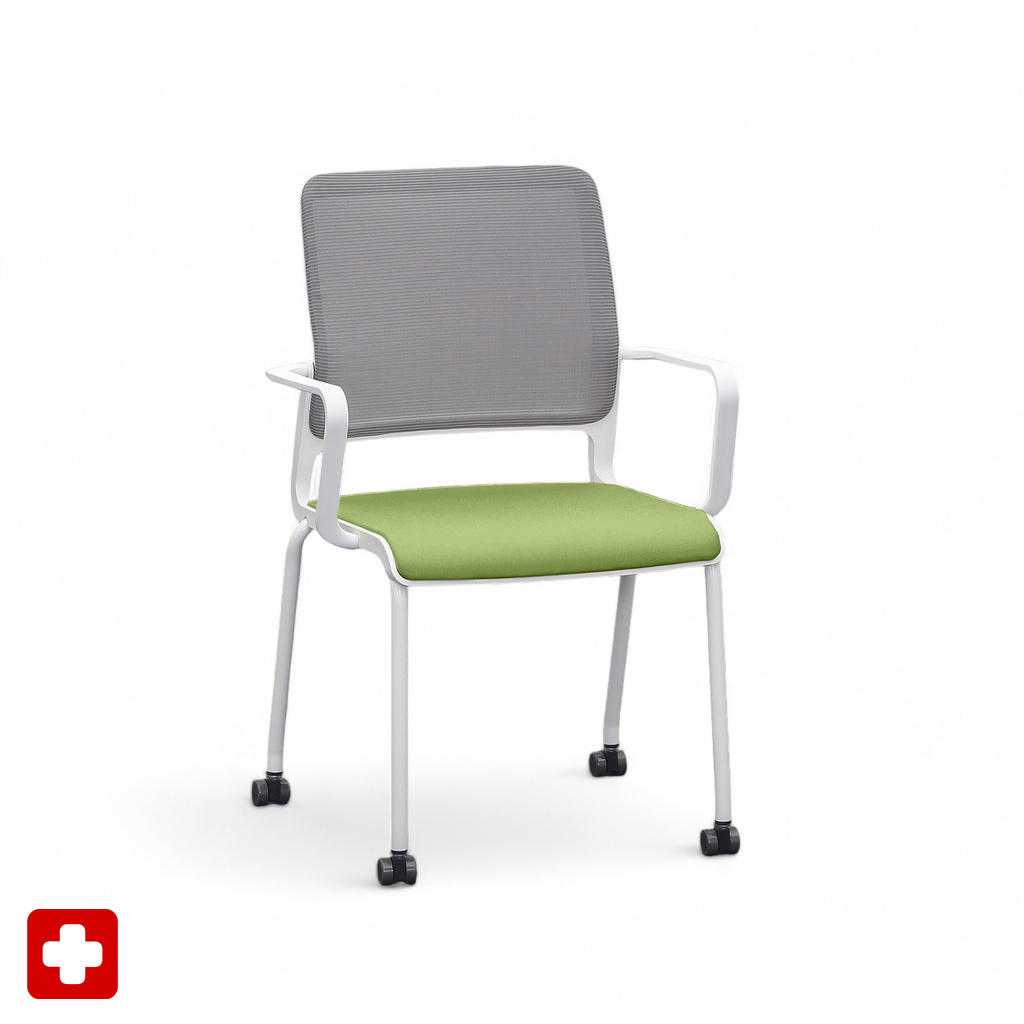 4-Fuss Stühle Sitag SitagXilium Mesh Grün mit Fixarmlehnen, Neu – Perfekt für Büro und Empfang