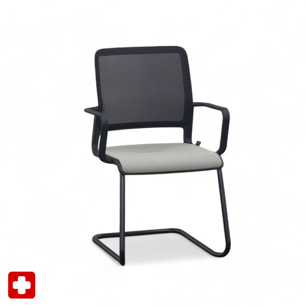 Image of Freischwinger Sitag SitagXilium Mesh Grau mit Fixarmlehnen, Freischwinger-Gestell, Neu - Perfekt für Besucher und Gäste