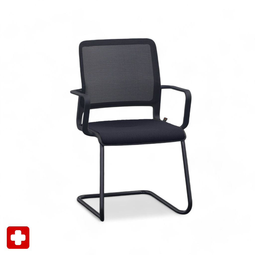 Image of Freischwinger Sitag SitagXilium Mesh Schwarz mit Fixarmlehnen, Freischwinger-Gestell, Neu - Perfekt für Besucher und Gäste