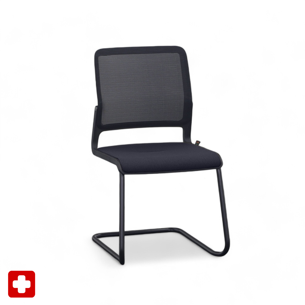 Freischwinger Sitag SitagXilium Mesh Schwarz ohne Armlehnen, Freischwinger-Gestell, Neu - Perfekt für Besucher und Gäste