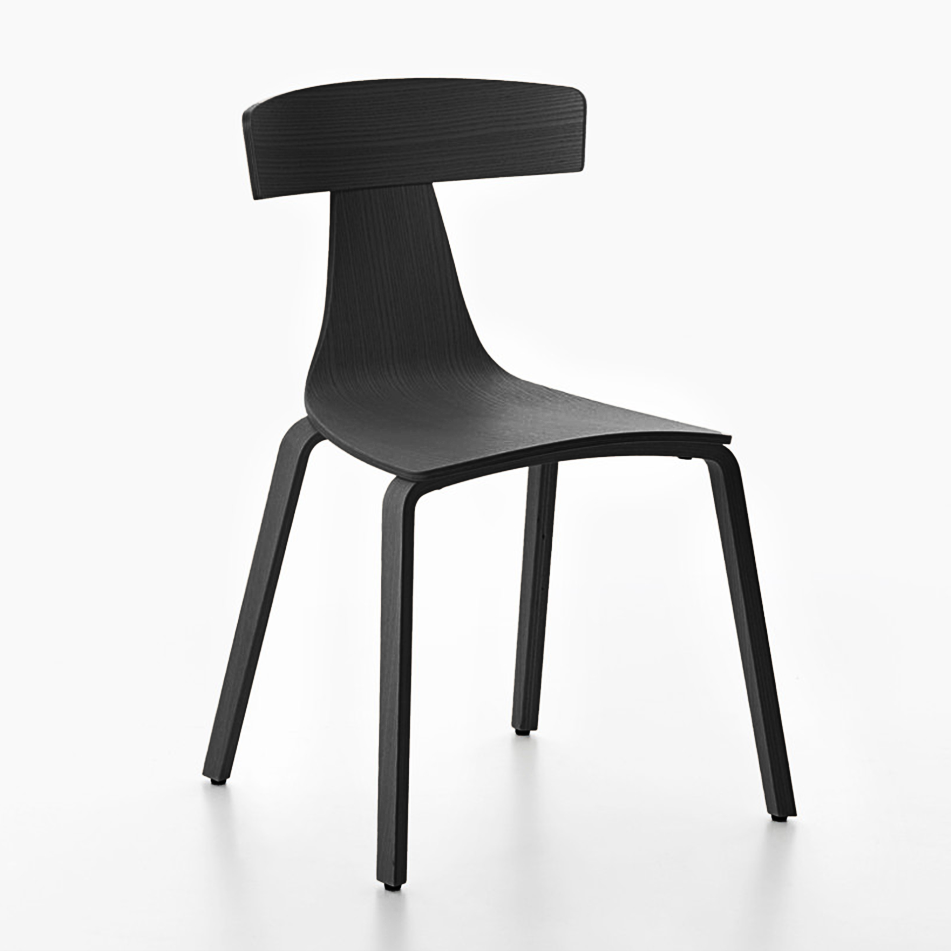 Chaises en bois Plank Remo Noir sans accoudoirs, Nouveau - Parfait pour une assise confortable