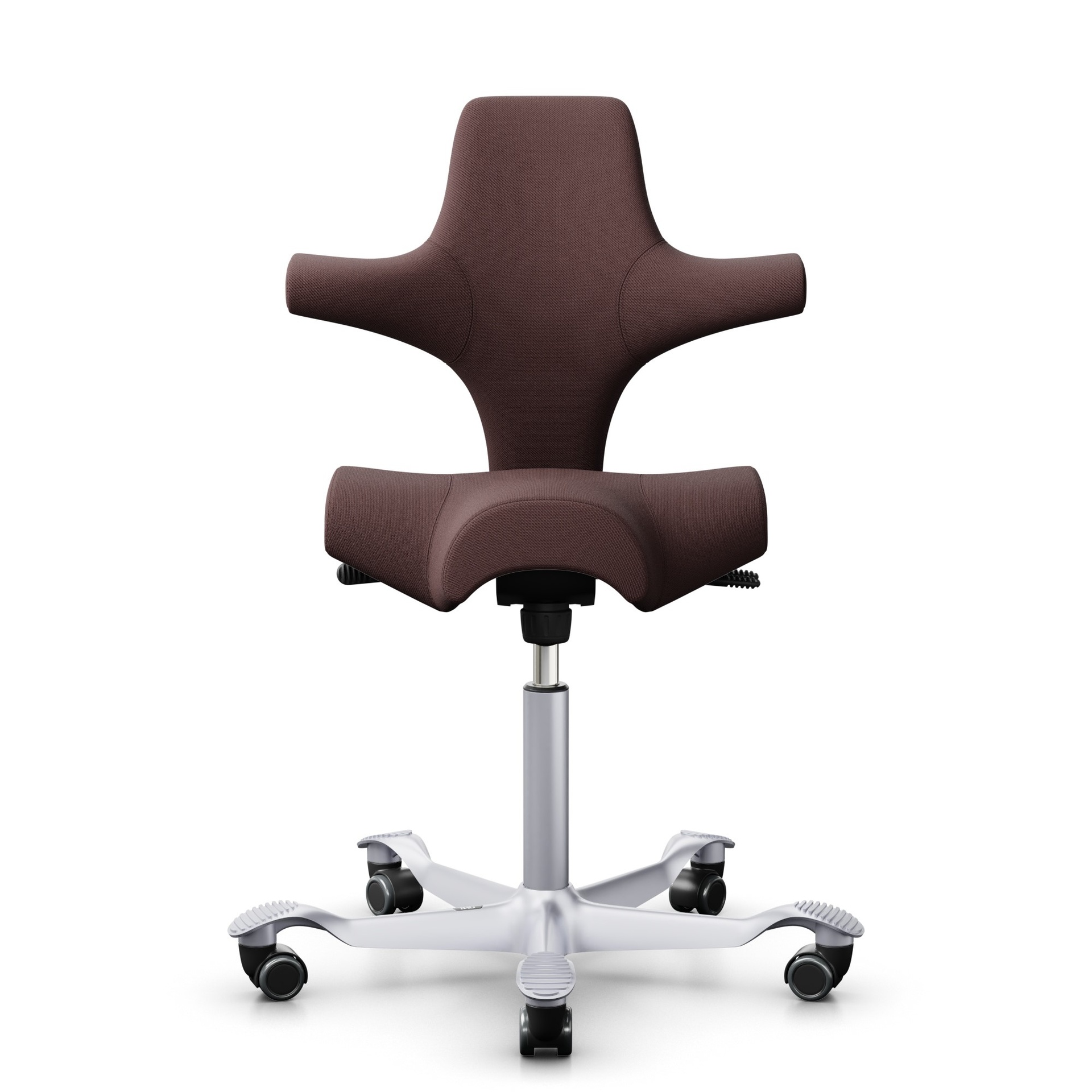 Siège-selle HAG Capisco 8106 sans accoudoirs, Marron/Gris argenté, Nouveau, Chaise ergonomique - idéale pour un travail flexible