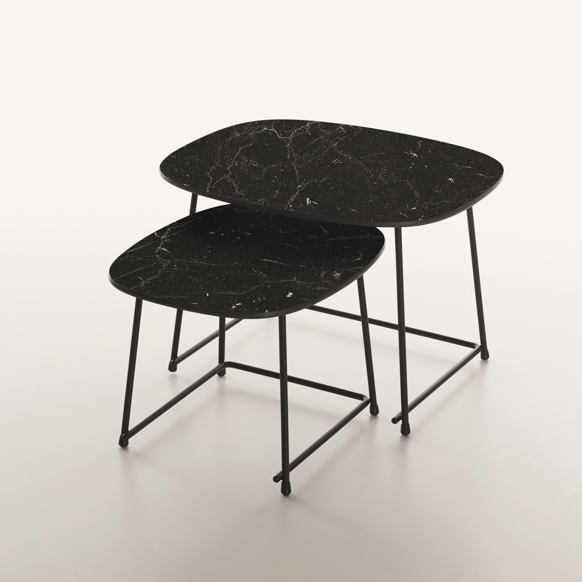 Image of Couchtisch Plank Cup 64x63 cm, Marmor Schwarz, Rechteckig, Neu - Perfekt für Sofa und Lounge