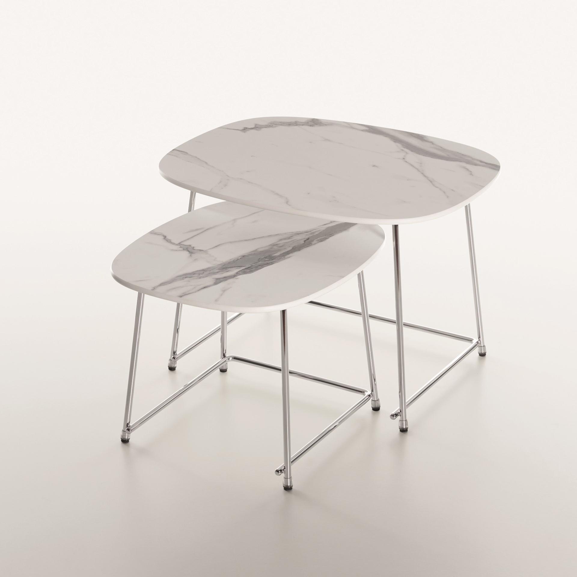 Table basse Plank Cup 64x63 cm, Marbre blanc, Rectangulaire, Nouveau - Parfait pour le canapé et le salon